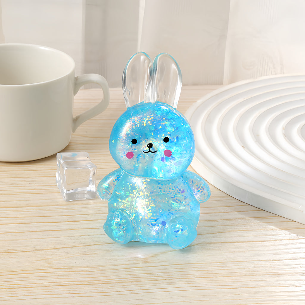 Easter Glitter Bunny Squishy - 10cm Slow Rebound Maltose Fidget Toy | Cute Kawaii Stress Ball