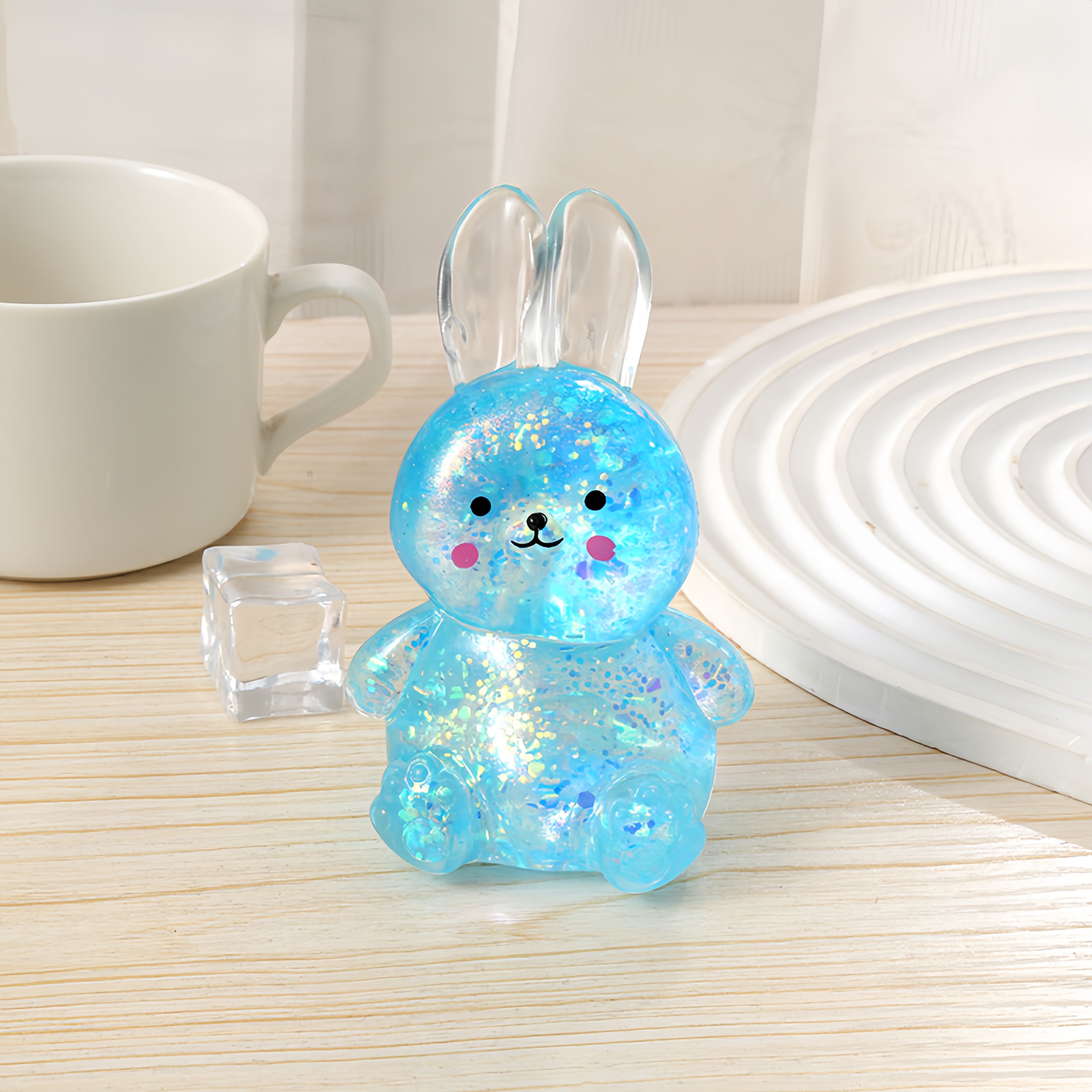 Easter Glitter Bunny Squishy - 10cm Slow Rebound Maltose Fidget Toy | Cute Kawaii Stress Ball