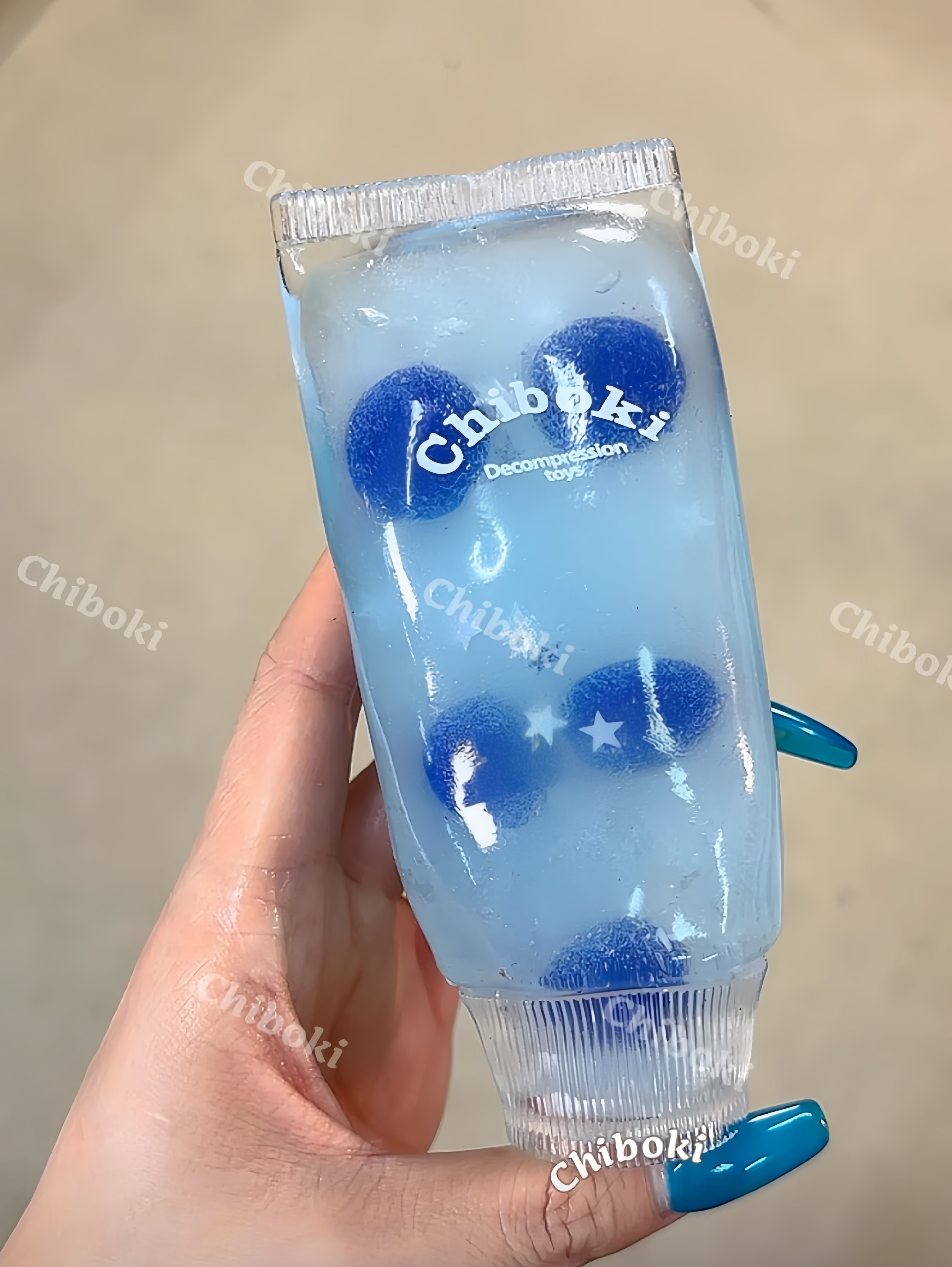 Chiboki Jam Tube Squishy - Strawberry & Blueberry Moldable Non-Rebound Fidget Toy | Soft Gel Stress Ball