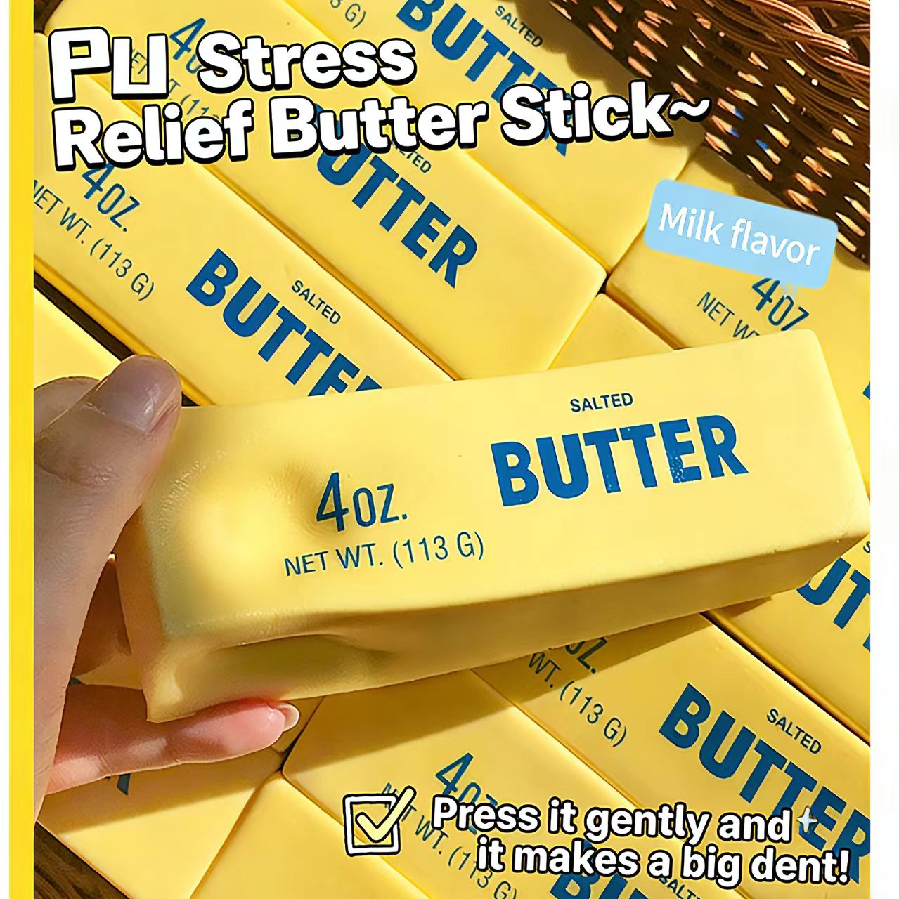 Butter Stick Squishy Toy, Soft Slow Rebound Stress Relief Toy for Relaxation and Anxiety Relief, 14cm Cute Fidget Toy, Kawaii Squishies