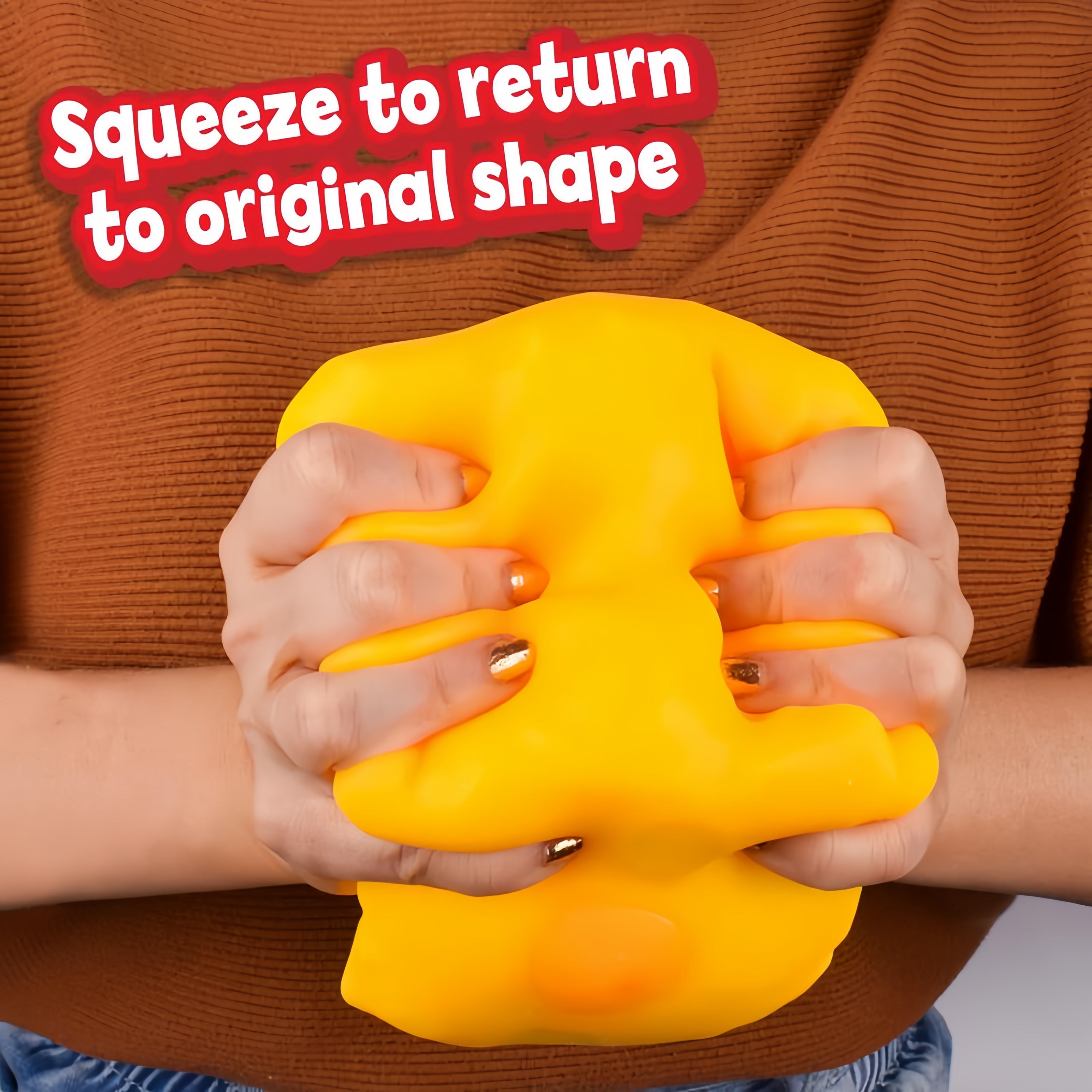 Jumbo Cheese Squishy - 10cm Slow Rebound Fidget Toy | Soft EVA Flour-Filled Stress Ball Funny Squishy Cheese Block – Yellow Moldable Sensory Fidget Toy with Squeeze Feature, Cute Creative Valentine’s Day Gift for Friends