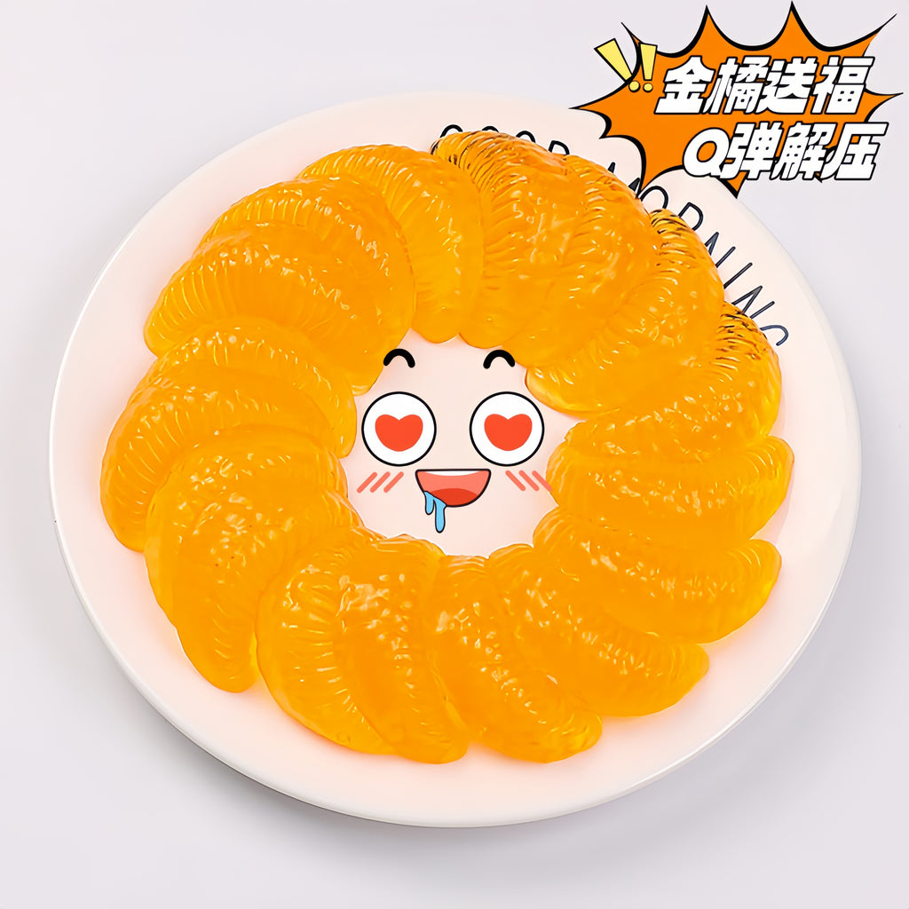 10 Pcs Realistic Orange Segment Squishy - Maltose Filled TPR Fidget Toy | Cute Fruit Stress Ball