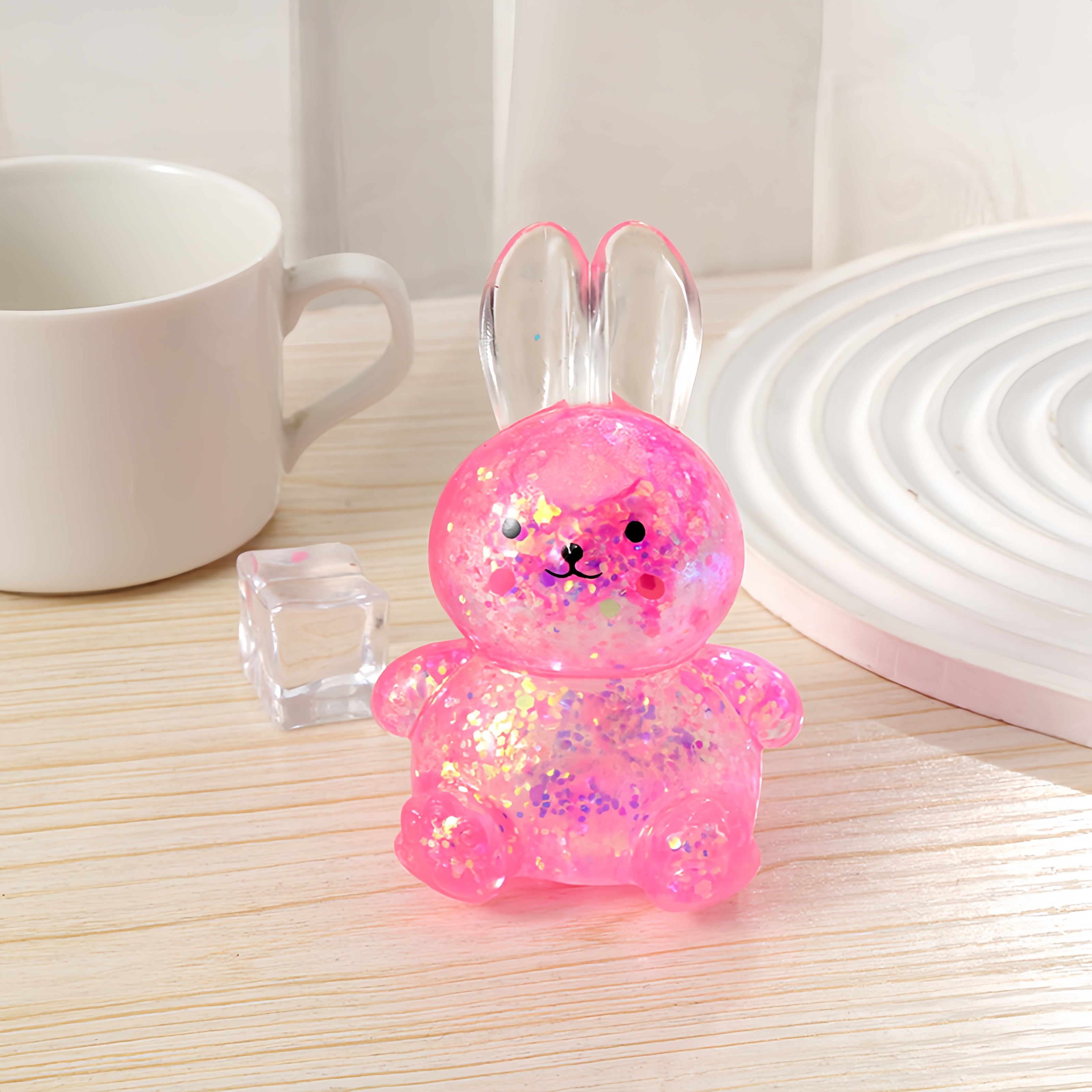 Easter Glitter Bunny Squishy - 10cm Slow Rebound Maltose Fidget Toy | Cute Kawaii Stress Ball