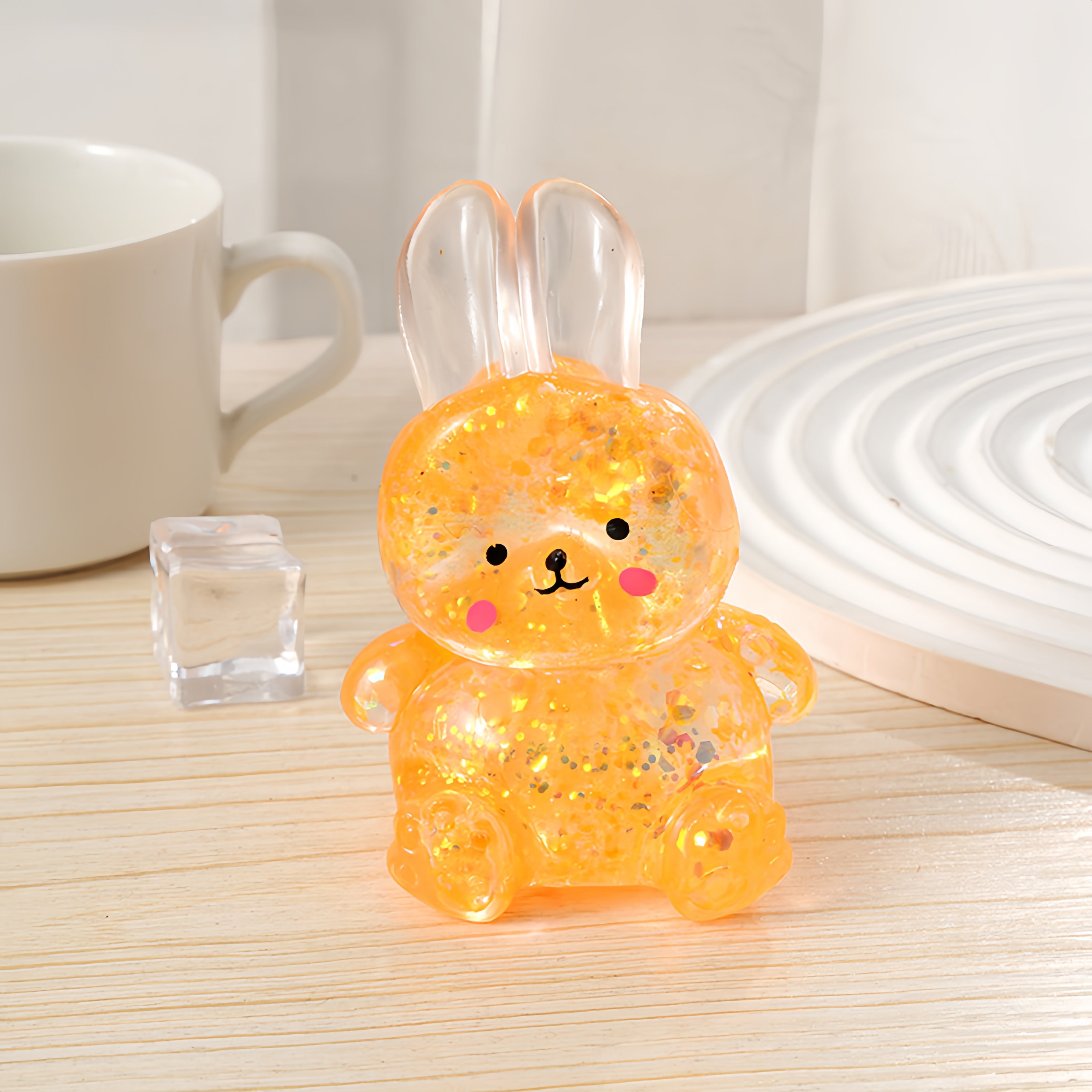 Easter Glitter Bunny Squishy - 10cm Slow Rebound Maltose Fidget Toy | Cute Kawaii Stress Ball