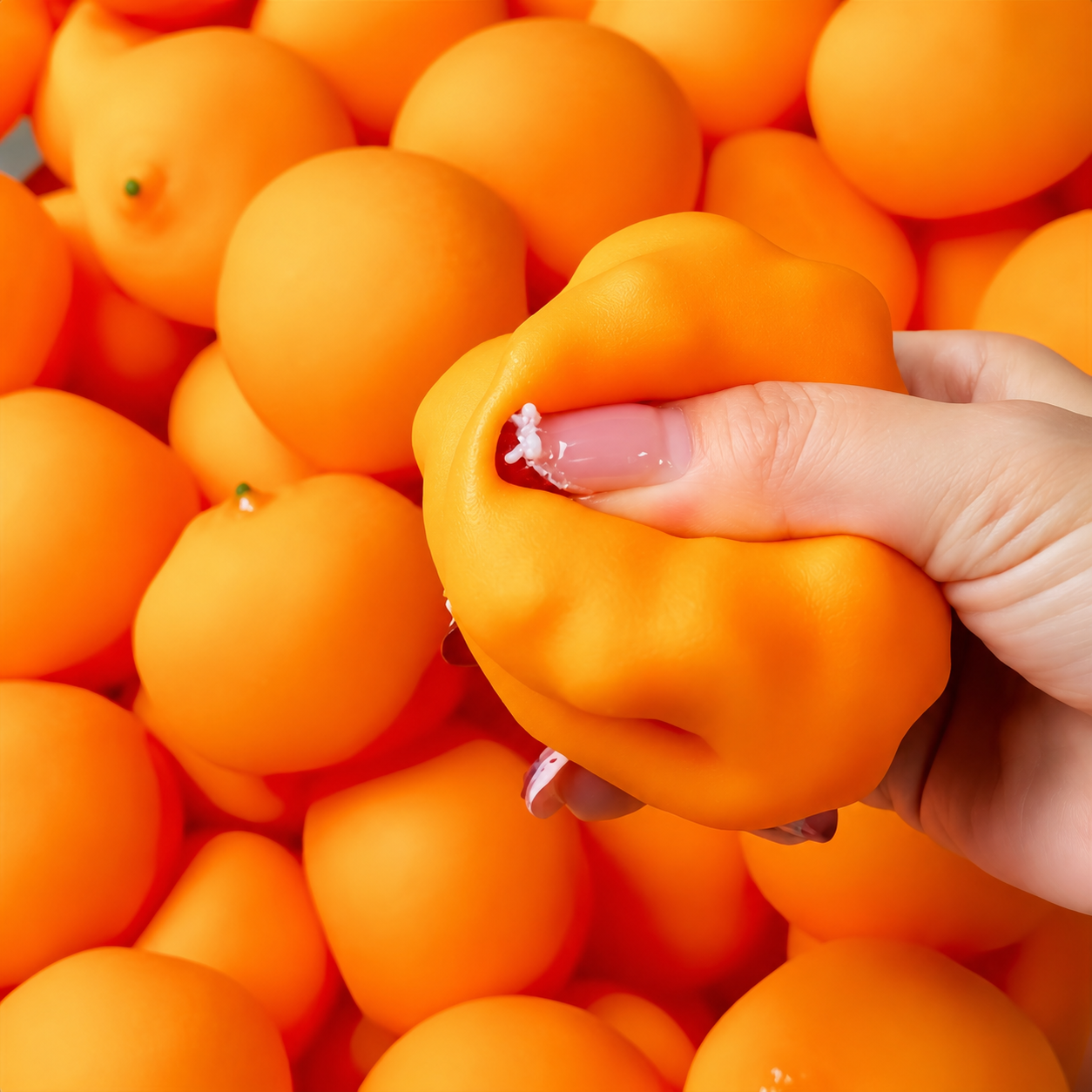 Crunchy Squishy - Orange Crunchy Squishy - ASMR Crunchy Office Stress Relief Desk Ornament, Adult Sensory Squeeze Gift, Firm Texture for Medium & Strong Grip