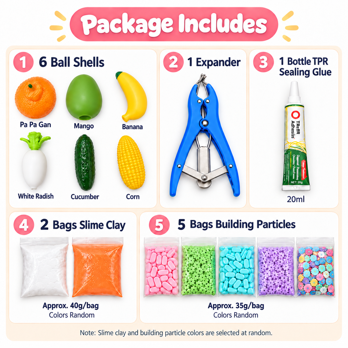 DIY Squishy Ball Making Kit –Crunchy DIY squishy ball - Make 6 Stress Balls | Sensory Craft Kit with Ball Shells, Slime Clay, Building Beads & TPR Glue