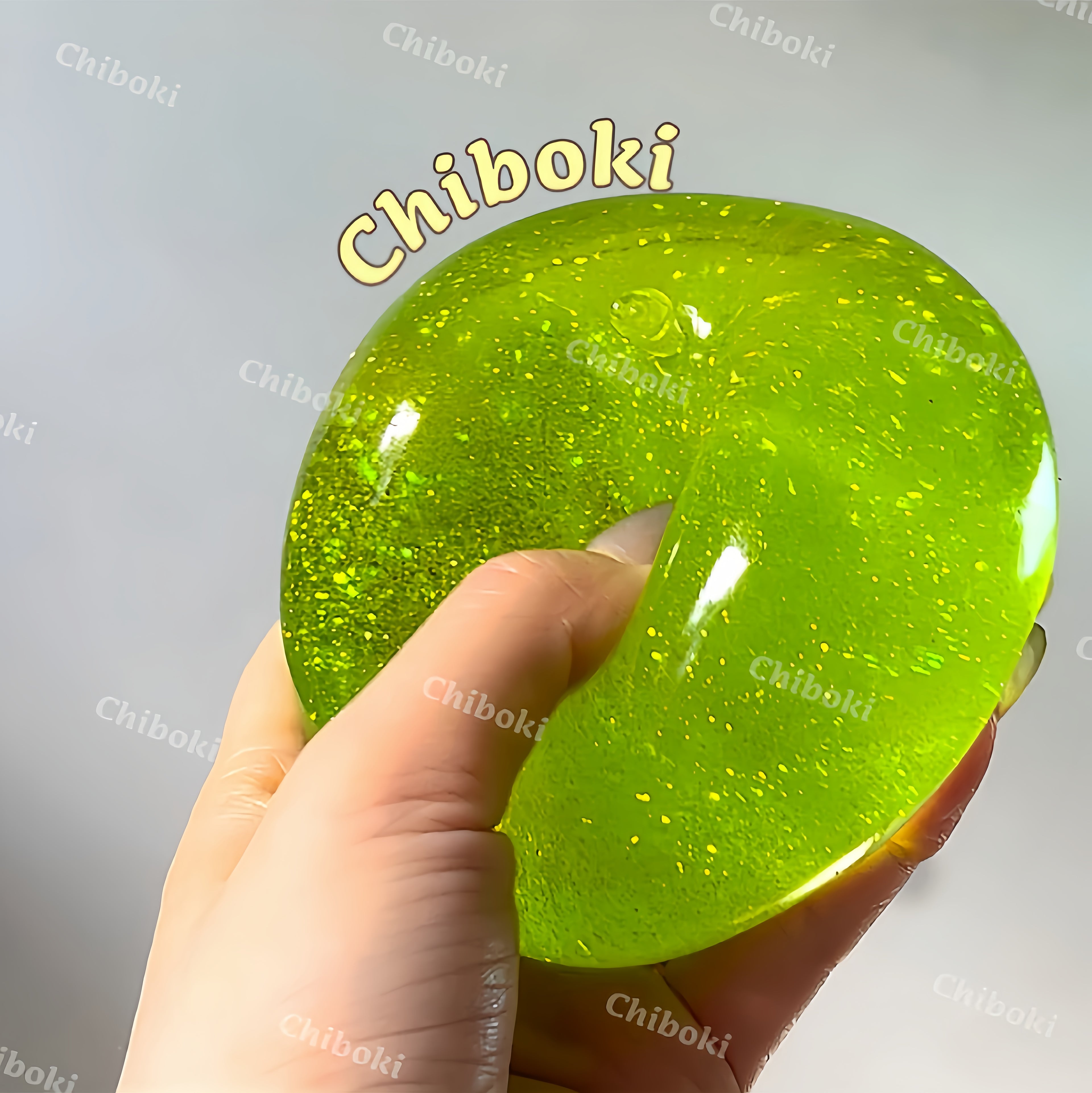 Chiboki squishy Glitter Green Apple Squishy - Moldable Non-Rebound Vaseline Squishy | Sparkly Crystal Stress Ball,Soft Squeeze Stress Relief Desktop Ornament for Adults, Portable Office Decompression Decor, Ideal Party Favor & Holiday Mini Gift