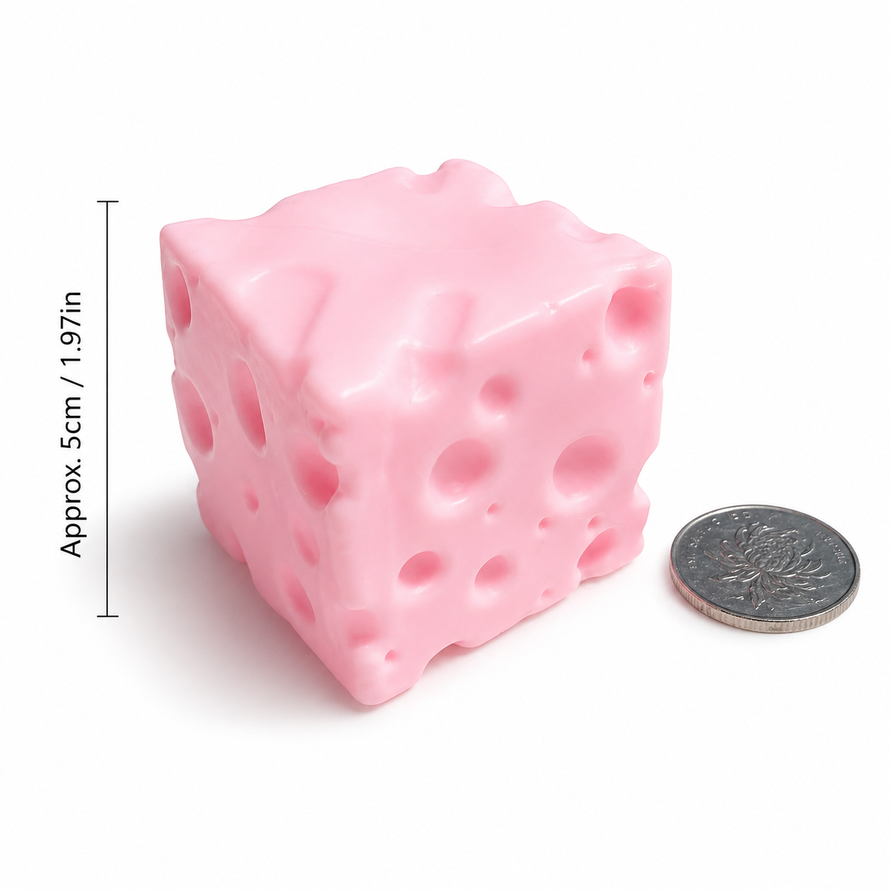 Squishy Faseline Cheese Block - 5cm/1.97in Yellow/Pink Mini Moldable Fidget Toy with Squeeze Feature