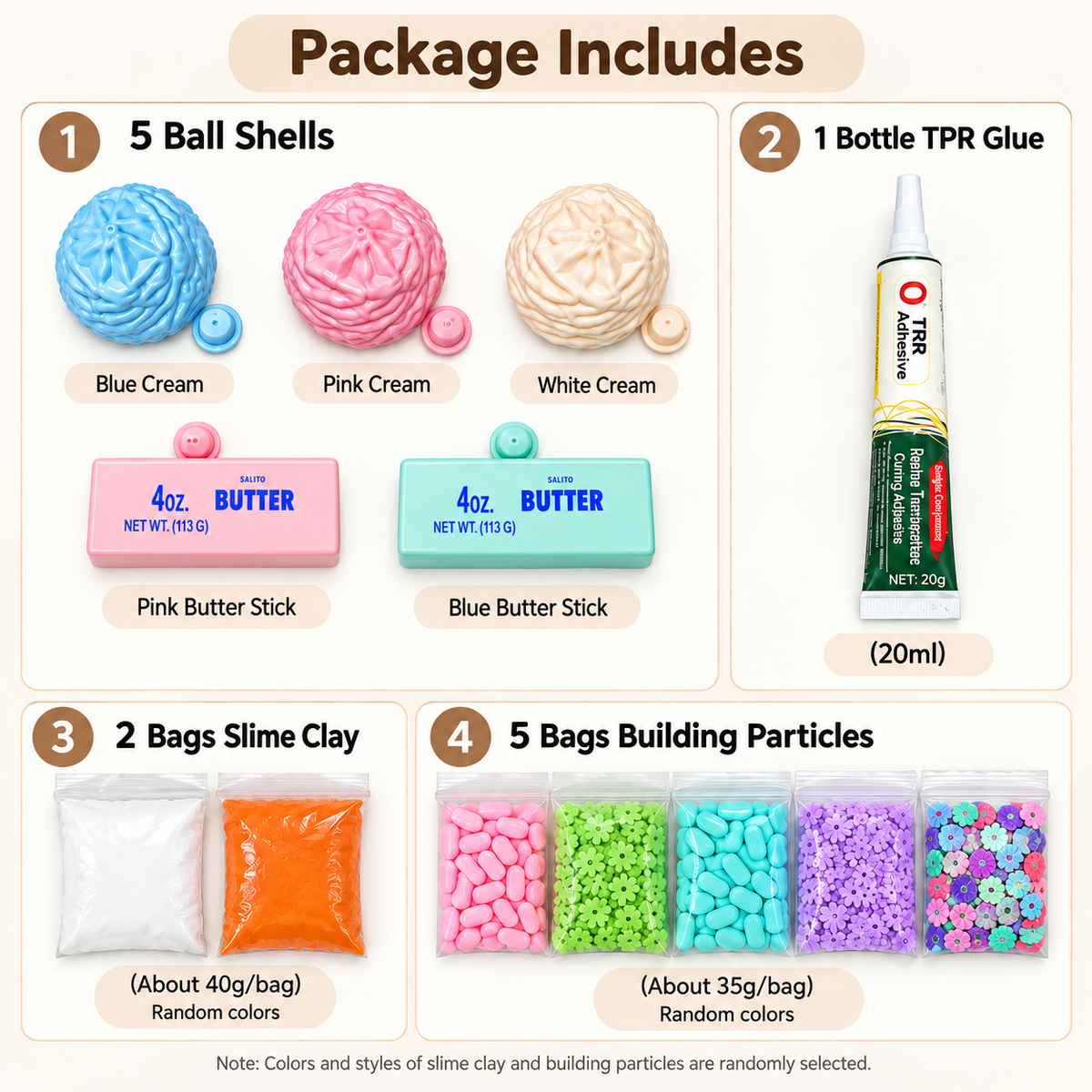 DIY Squishy Ball Making Kit –Crunchy DIY squishy ball - Make 6 Stress Balls | Sensory Craft Kit with Ball Shells, Slime Clay, Building Beads & TPR Glue