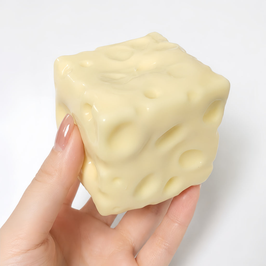 6cm Cheese Squishy - Moldable Non-Rebound Fidget Toy with Crunchy Slime & Vaseline Fillings