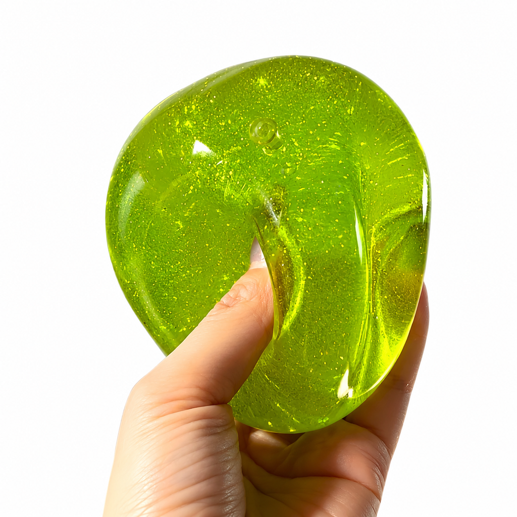 Chiboki squishy Glitter Green Apple Squishy - Moldable Non-Rebound Vaseline Squishy | Sparkly Crystal Stress Ball,Soft Squeeze Stress Relief Desktop Ornament for Adults, Portable Office Decompression Decor, Ideal Party Favor & Holiday Mini Gift