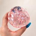 Chiboki Squishy, Chiboki Apple Squishy, Pink Star Glitter Apple Squeeze - Petroleum Jelly Filled Soft Moldable Non-Rebound Stress Relief, Shiny Desk Ornament & Adult Gift