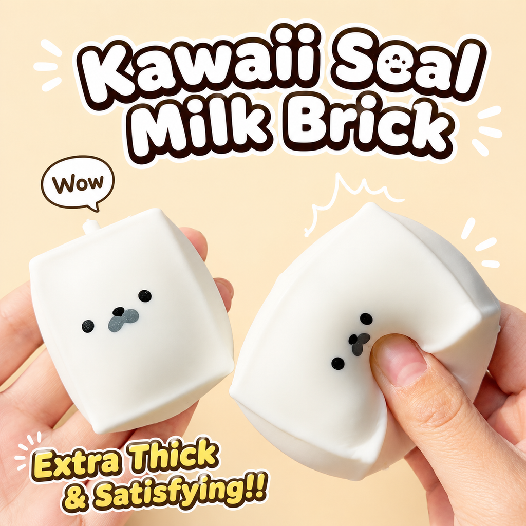 Cute Seal Milk Design Squishy Toy - 6cm/2.36in Compact, Squeezable Slow Rebound Stress Ball, Sealed with Glue, Office Gift, Festive Party Decoration Supply