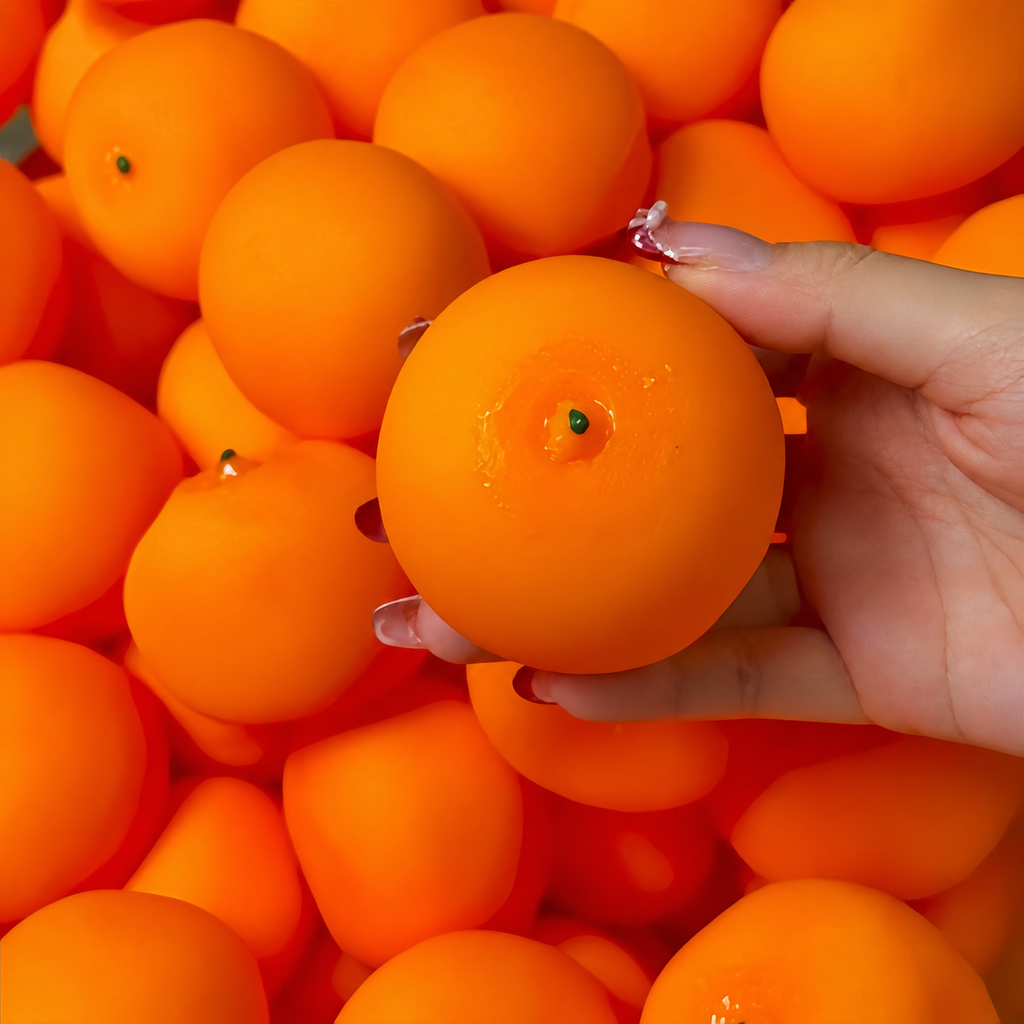 Crunchy Squishy - Orange Crunchy Squishy - ASMR Crunchy Office Stress Relief Desk Ornament, Adult Sensory Squeeze Gift, Firm Texture for Medium & Strong Grip