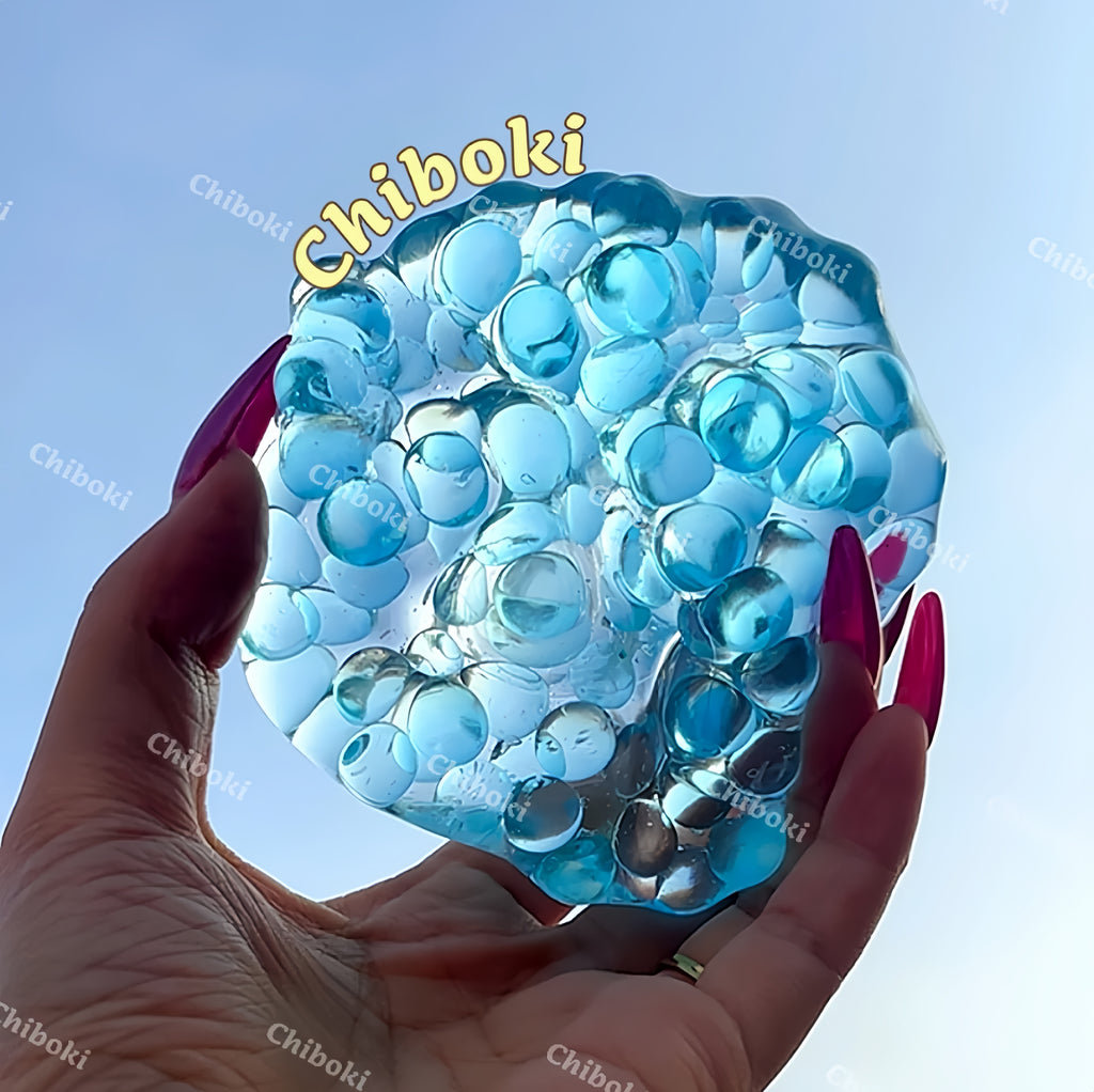 Chiboki Rainbow Candy Pop Beads — Thin-Skin Grainy Petroleum Jelly Handcrafted Moldable Stress-Relief Fidget Ball (Non-Spring-Back)
