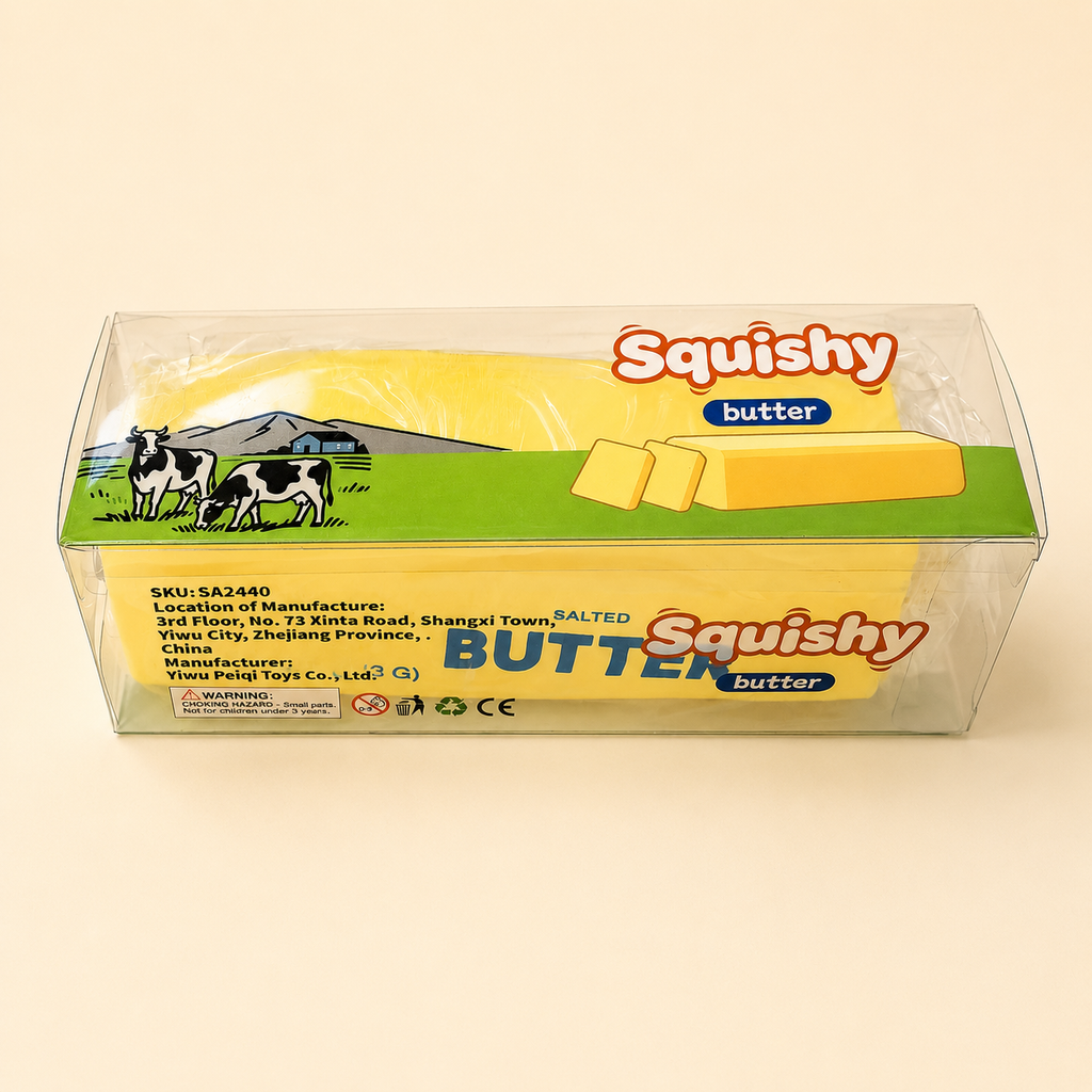 Butter Stick Squishy, Large Petroleum Jelly Filled Butter Stick Squeeze - Ultra Soft Moldable Non-Rebound Stress Relief, Office Desk Decor & Party Gifts