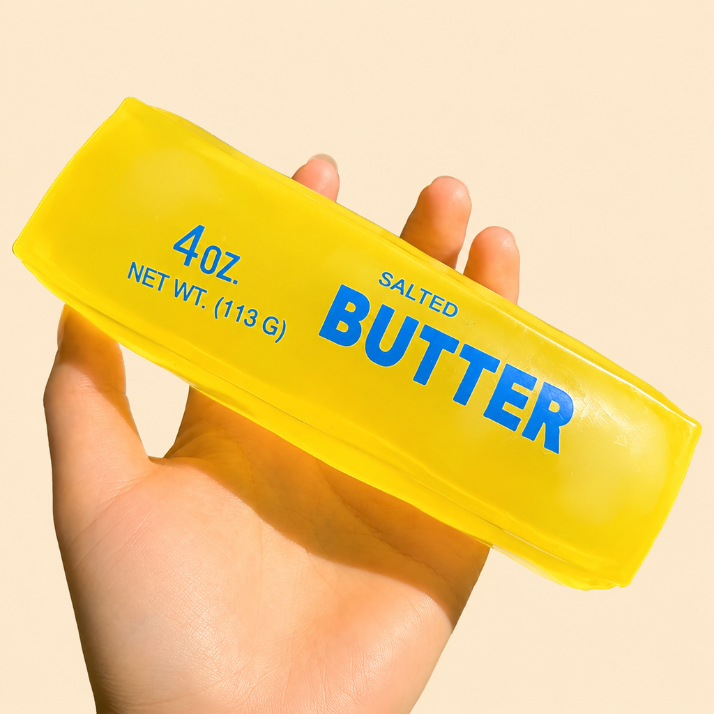 Butter Stick Squishy, Large Petroleum Jelly Filled Butter Stick Squeeze - Ultra Soft Moldable Non-Rebound Stress Relief, Office Desk Decor & Party Gifts