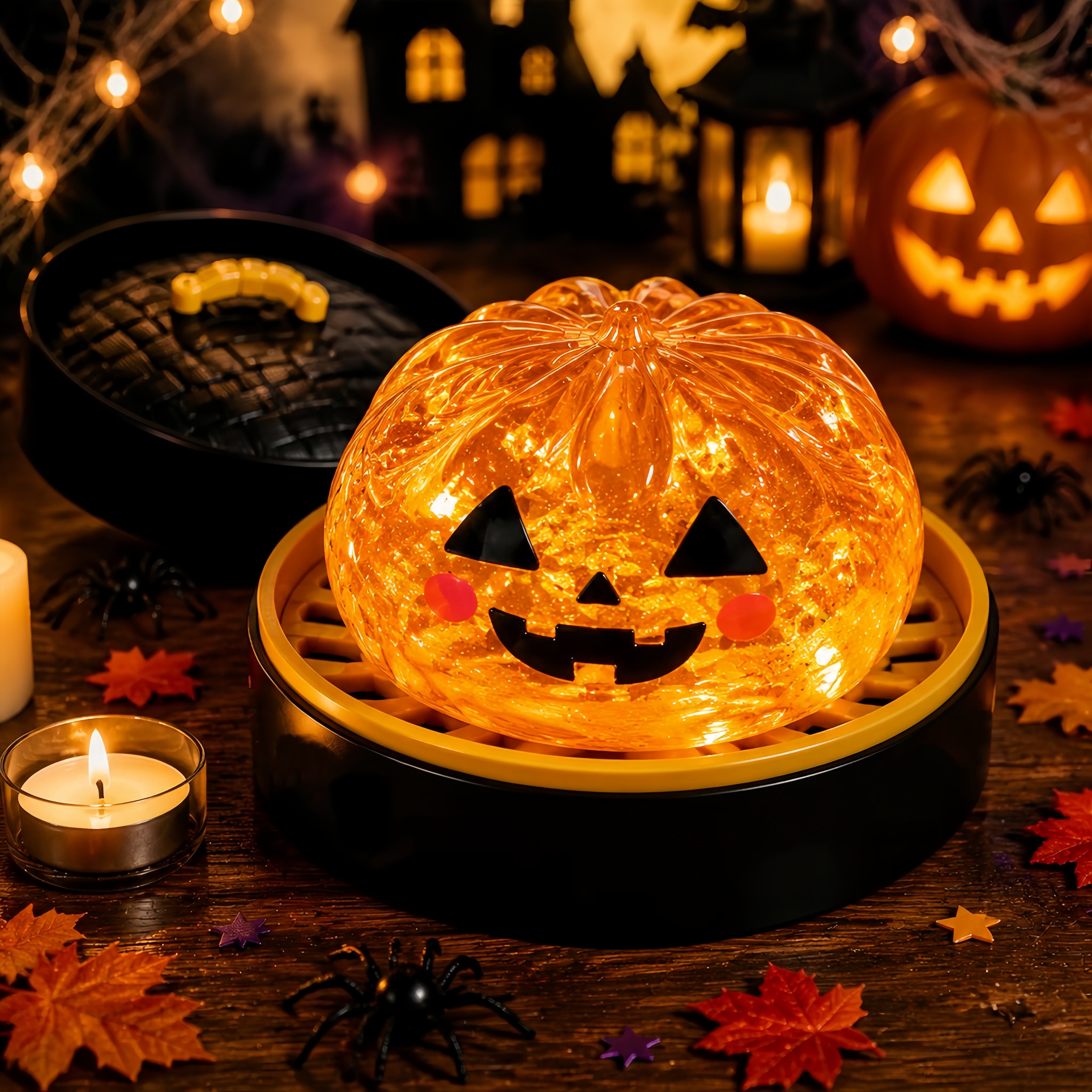 Halloween Themed Dumpling Mystery Box, Soft Resilient Glitter‑Gel Filled Sensory Desk Decor, Random 6‑Style Assortment, Holiday Stress Relief Ornament, Ideal Halloween Gift