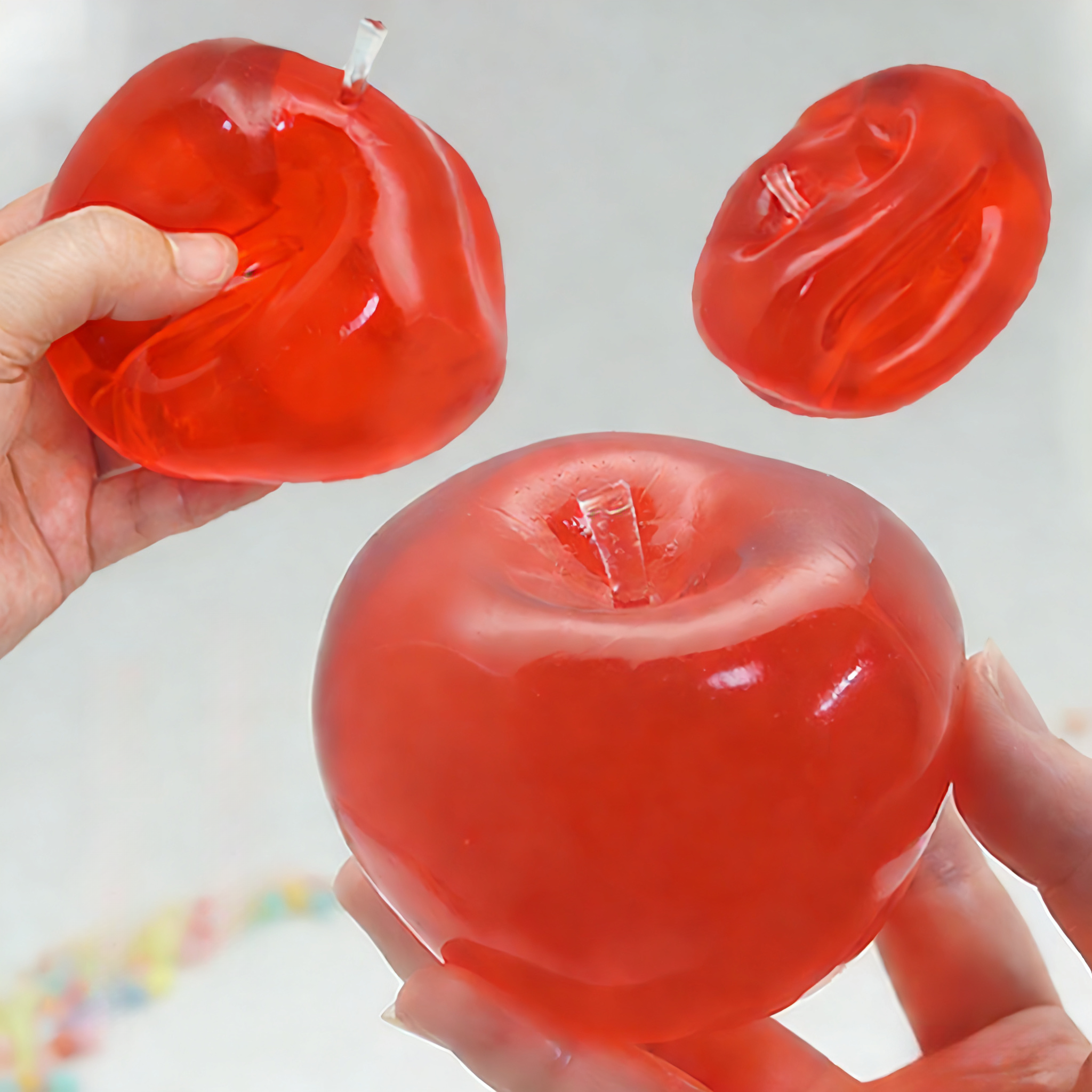 8cm Apple Vaseline Squishy - Non-Rebound Stress Relief Toy | Cute Christmas/Easter Gift Glossy Apple Squishy Ball | Soft Moldable Non-Rebound Stress Relief Gift for Friends & Family