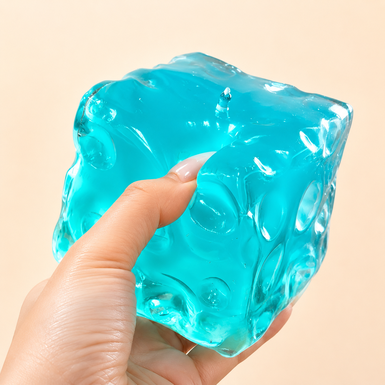 Chiboki Cheese squishy, Giant Ice Cube Cheese Squeeze - Petroleum Jelly Filled Moldable Non-Rebound Stress Relief, Large Full-Size Desk Ornament & Adult Gift