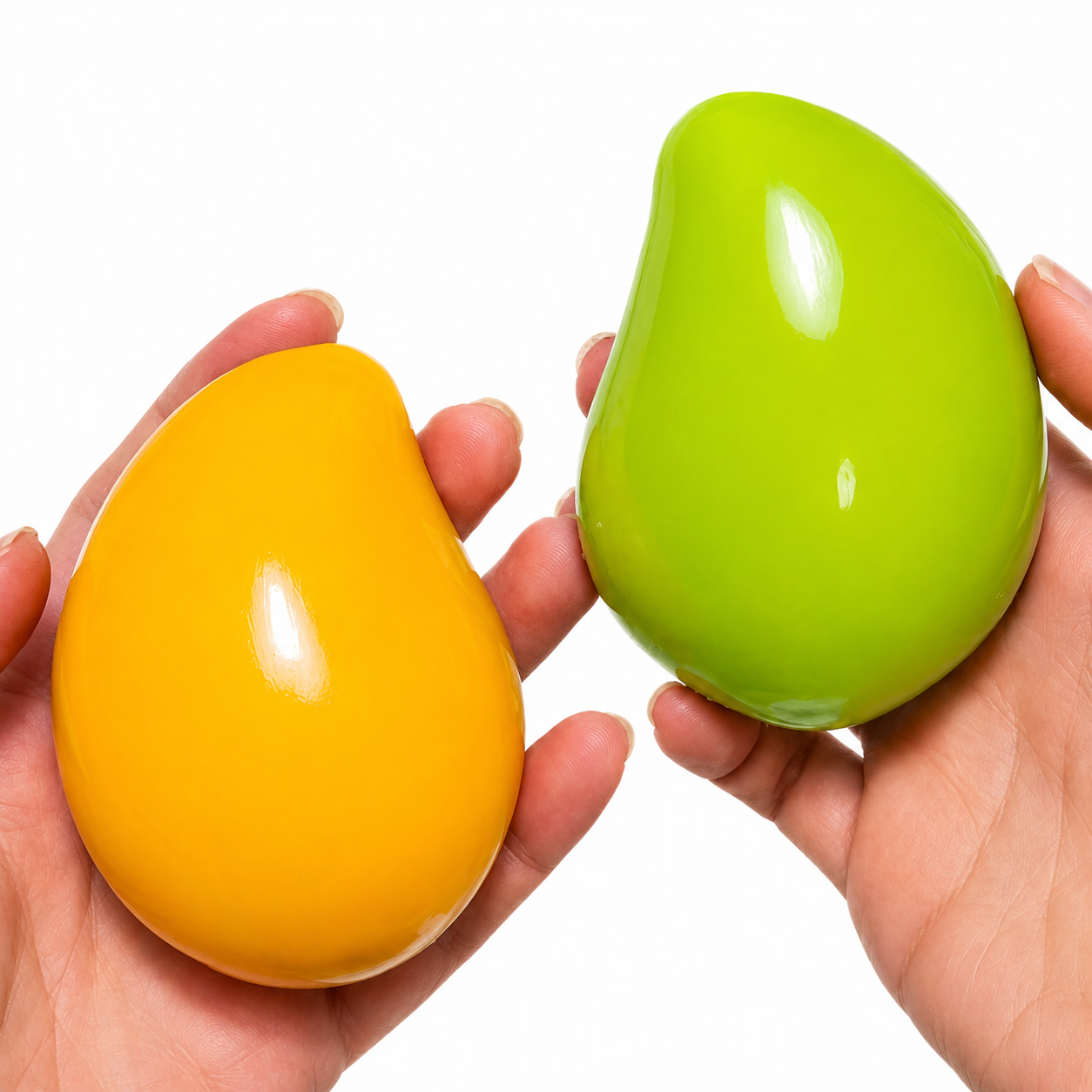 Farbwechselnder knuspriger Mango-Squishy, gefüllt mit Slime-Ton und winzigen Blöcken, mit Knuspergeräusch, Schreibtischschmuck fürs Büro, sensorisches Handgeschenk zur Entspannung für Erwachsene
