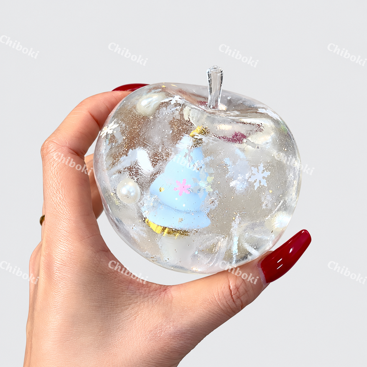 Chiboki Christmas Snowflake Apple Squishy – Moldable Non-Rebound Stress Ball, Christmas & Holiday Gift, Desk Decor