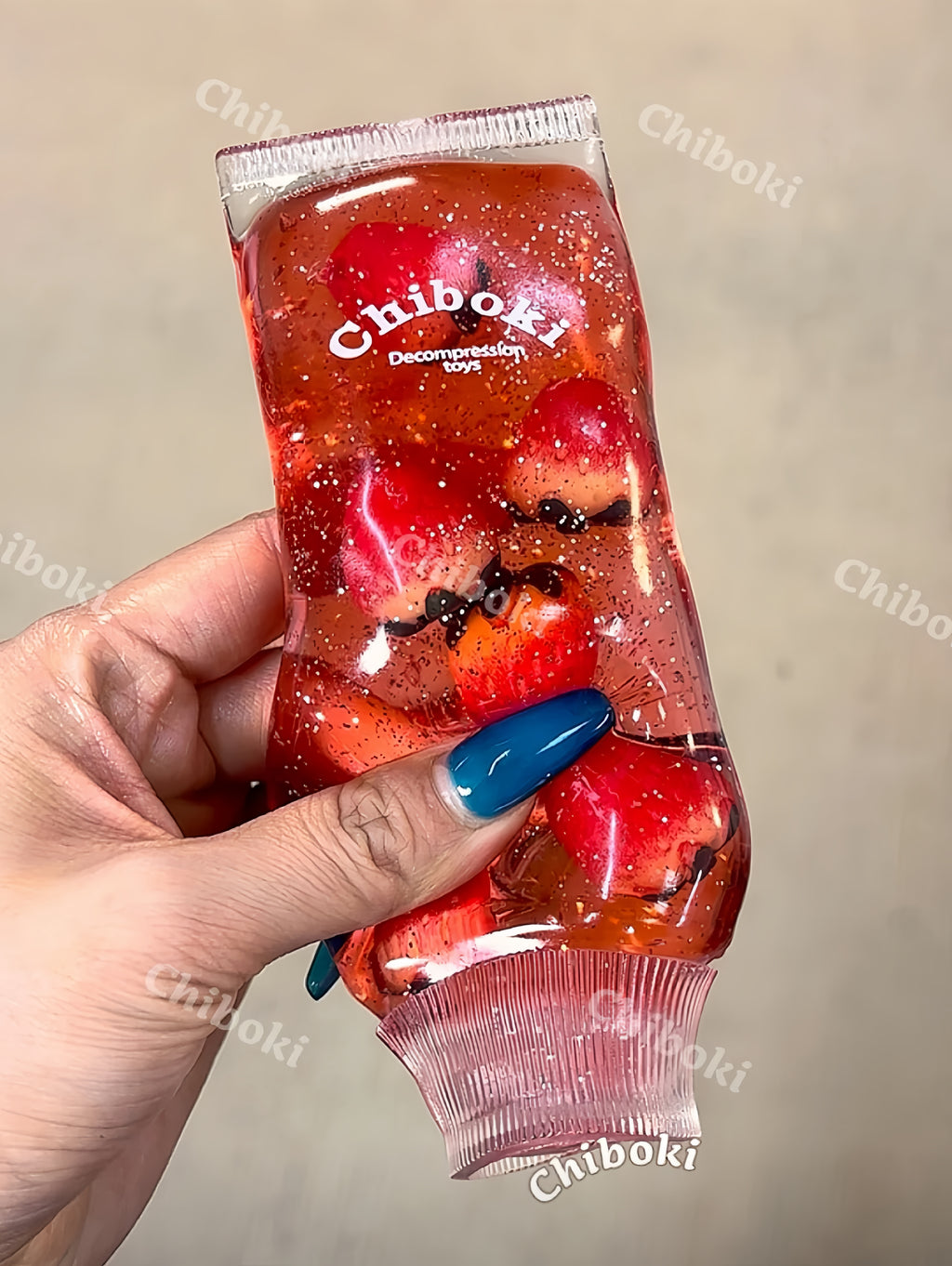 Chiboki Jam Tube Squishy - Strawberry & Blueberry Moldable Non-Rebound Fidget Toy | Soft Gel Stress Ball