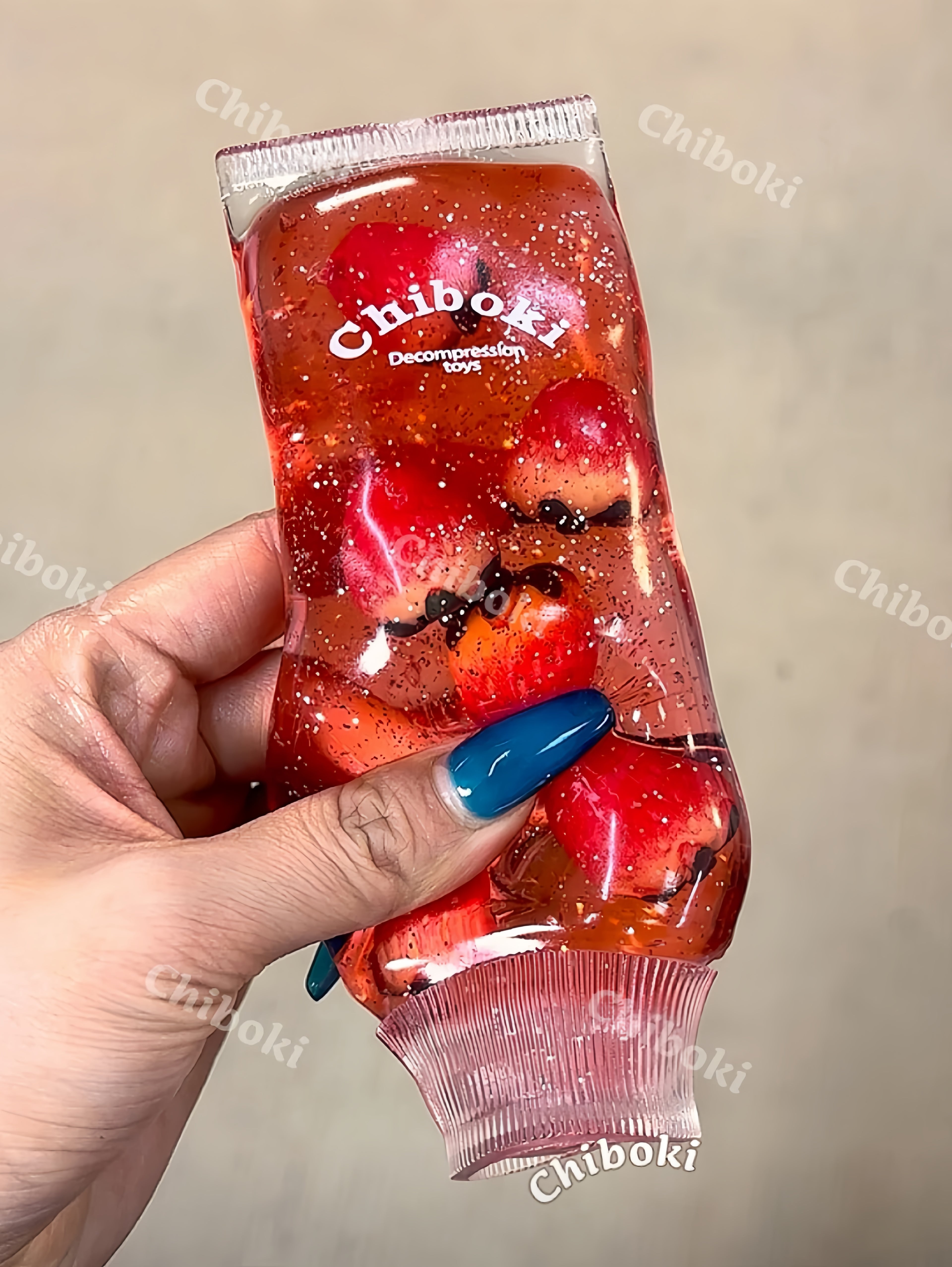 Chiboki Jam Tube Squishy - Strawberry & Blueberry Moldable Non-Rebound Fidget Toy | Soft Gel Stress Ball