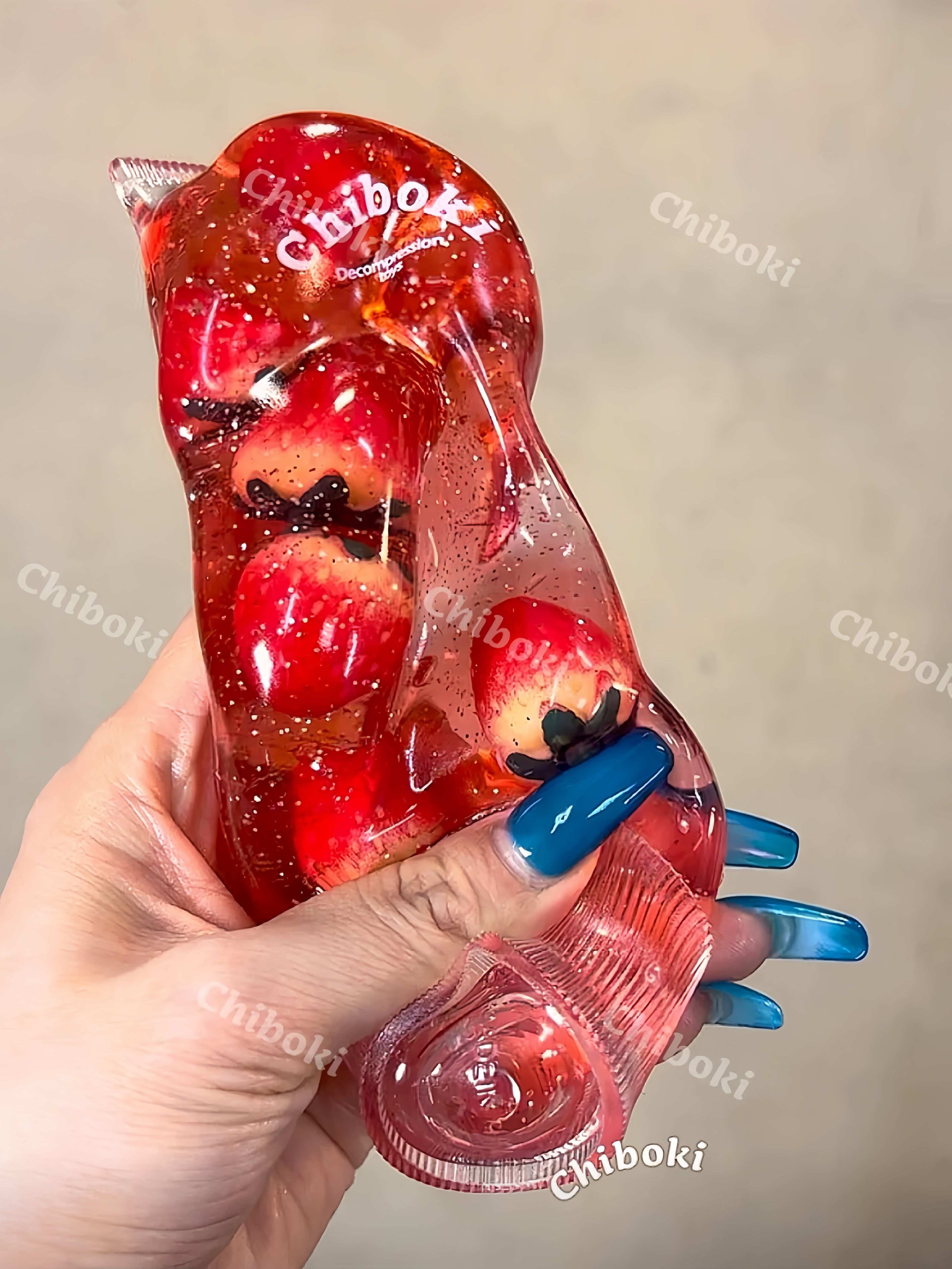 Chiboki Jam Tube Squishy - Strawberry & Blueberry Moldable Non-Rebound Fidget Toy | Soft Gel Stress Ball