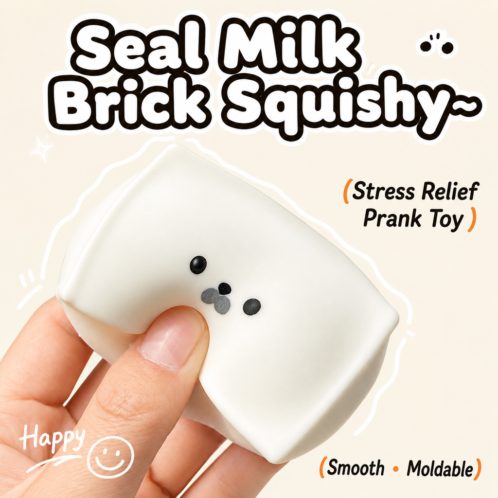 Adorables Jouets Squishy Sceau de Lait - Balle Anti-Stress Compacte de 6cm/2.36in, Moelleuse à Rebond Lent, Scellée avec de la Colle, Cadeau de Bureau, Fourniture de Décoration de Fête Festif