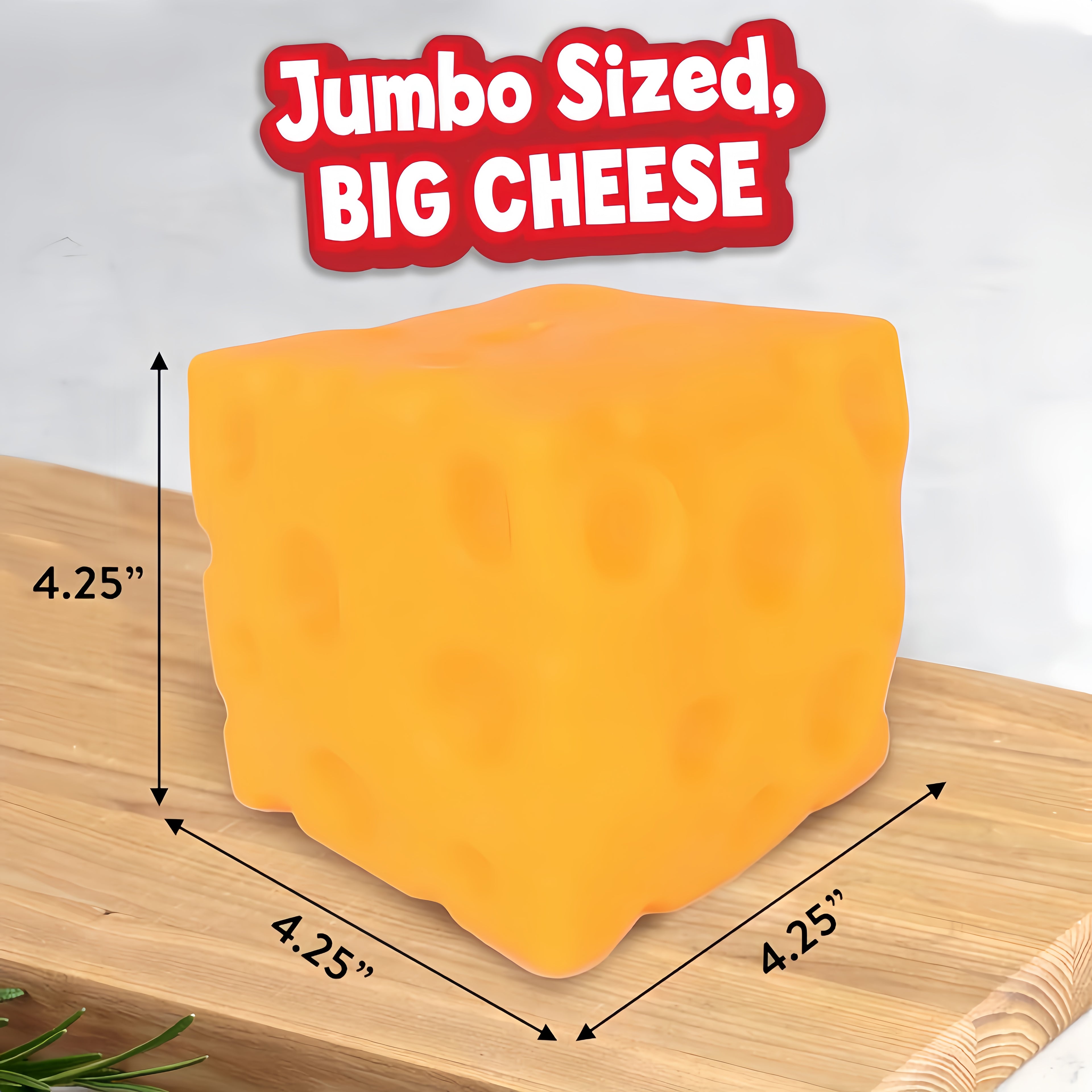 Jumbo Cheese Squishy - 10cm Slow Rebound Fidget Toy | Soft EVA Flour-Filled Stress Ball Funny Squishy Cheese Block – Yellow Moldable Sensory Fidget Toy with Squeeze Feature, Cute Creative Valentine’s Day Gift for Friends