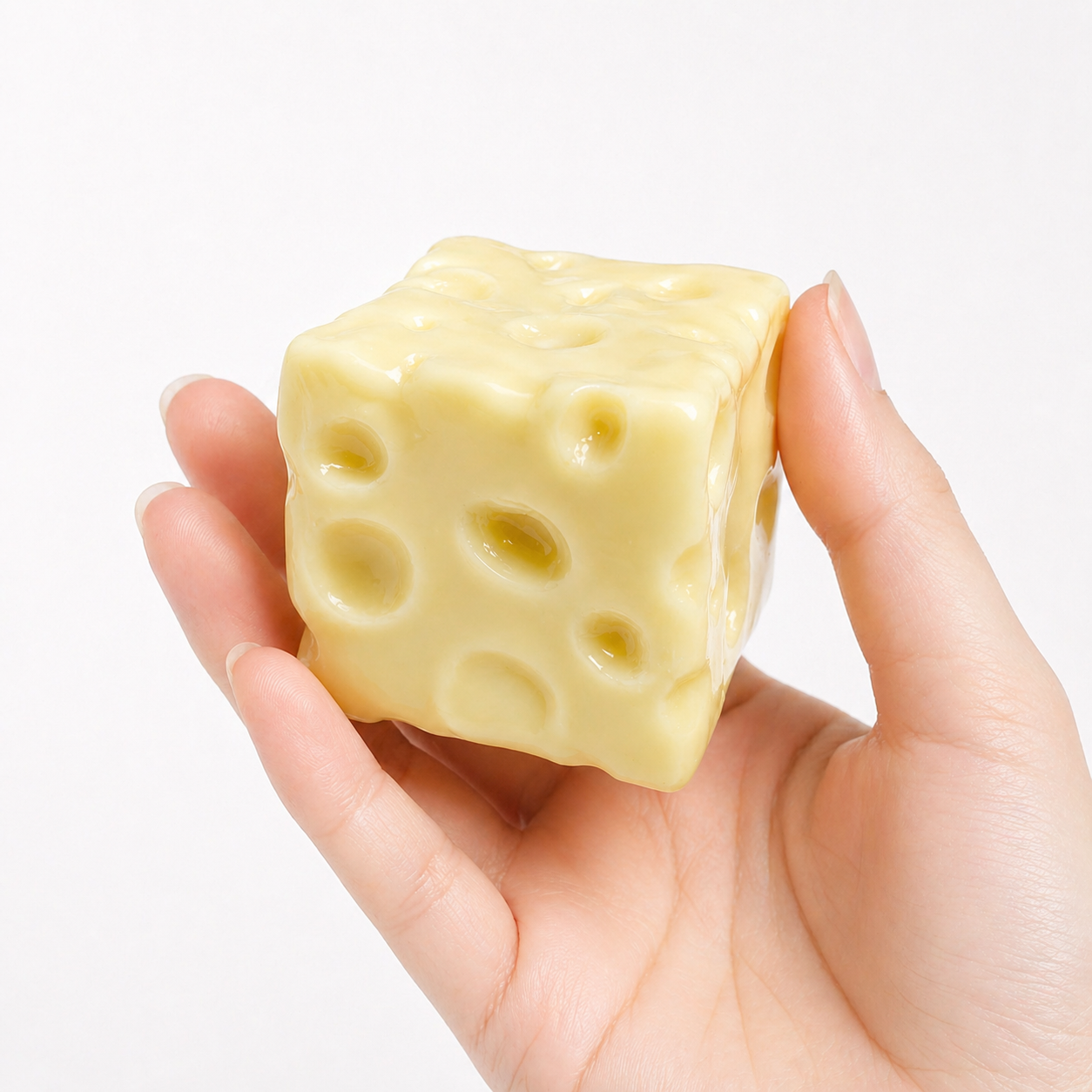 Squishy Faseline Cheese Block - 5cm/1.97in Yellow/Pink Mini Moldable Fidget Toy with Squeeze Feature