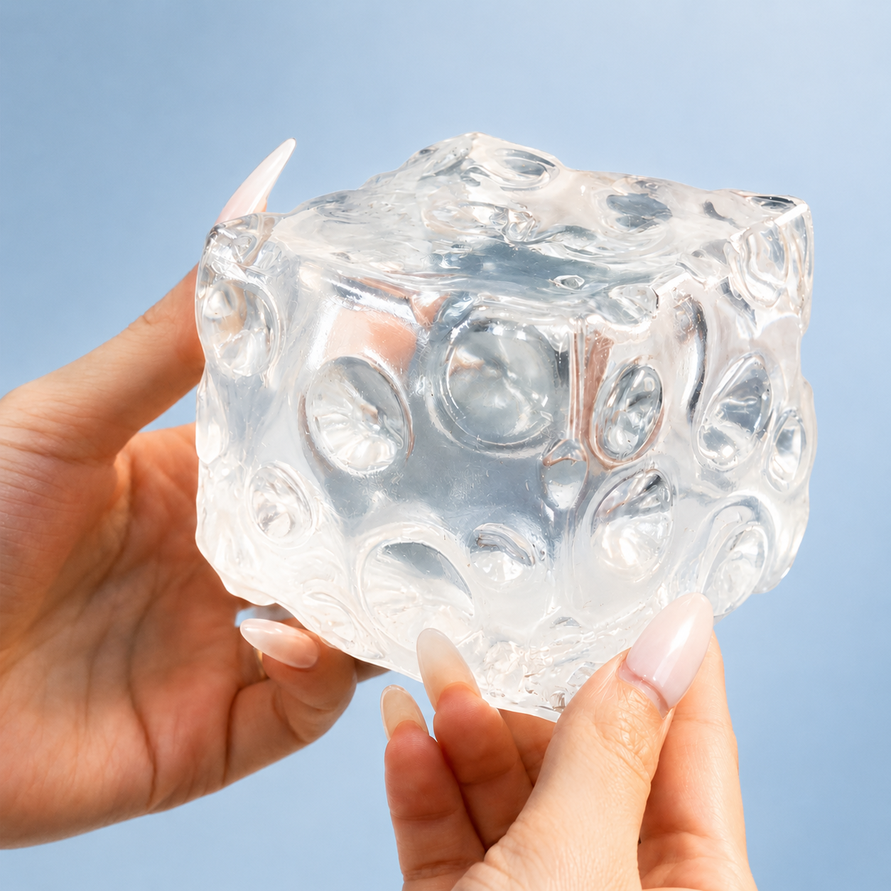 Chiboki Cheese squishy, Giant Ice Cube Cheese Squeeze - Petroleum Jelly Filled Moldable Non-Rebound Stress Relief, Large Full-Size Desk Ornament & Adult Gift