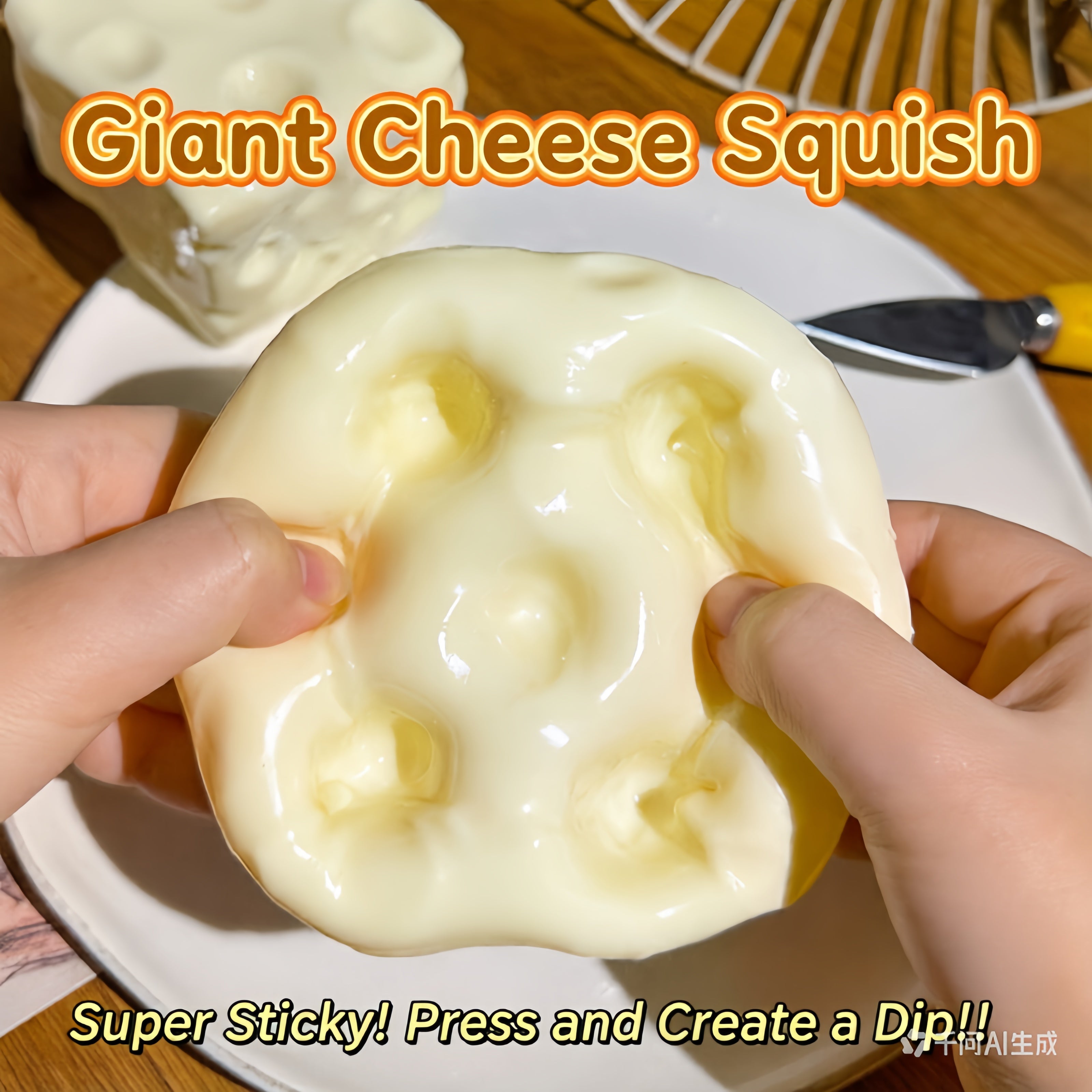 7cm Giant Vaseline Cheese Squishy - Moldable Non-Rebound Fidget Toy | 480g Jumbo Stress Relief Ball