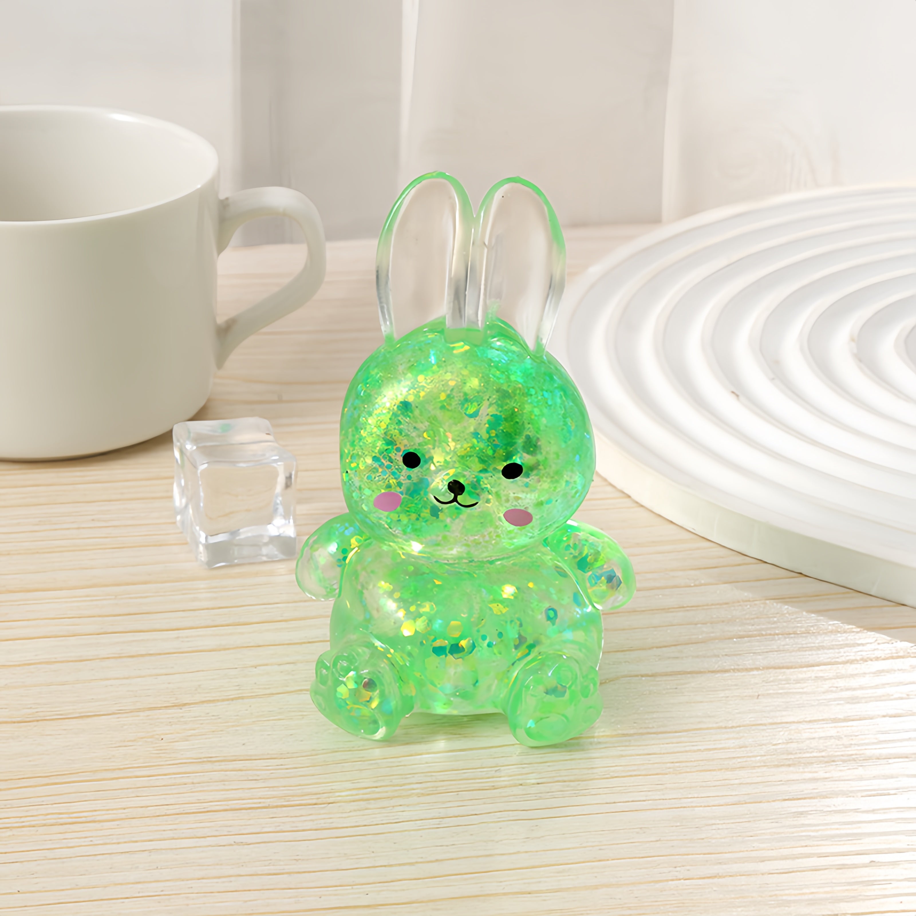 Easter Glitter Bunny Squishy - 10cm Slow Rebound Maltose Fidget Toy | Cute Kawaii Stress Ball