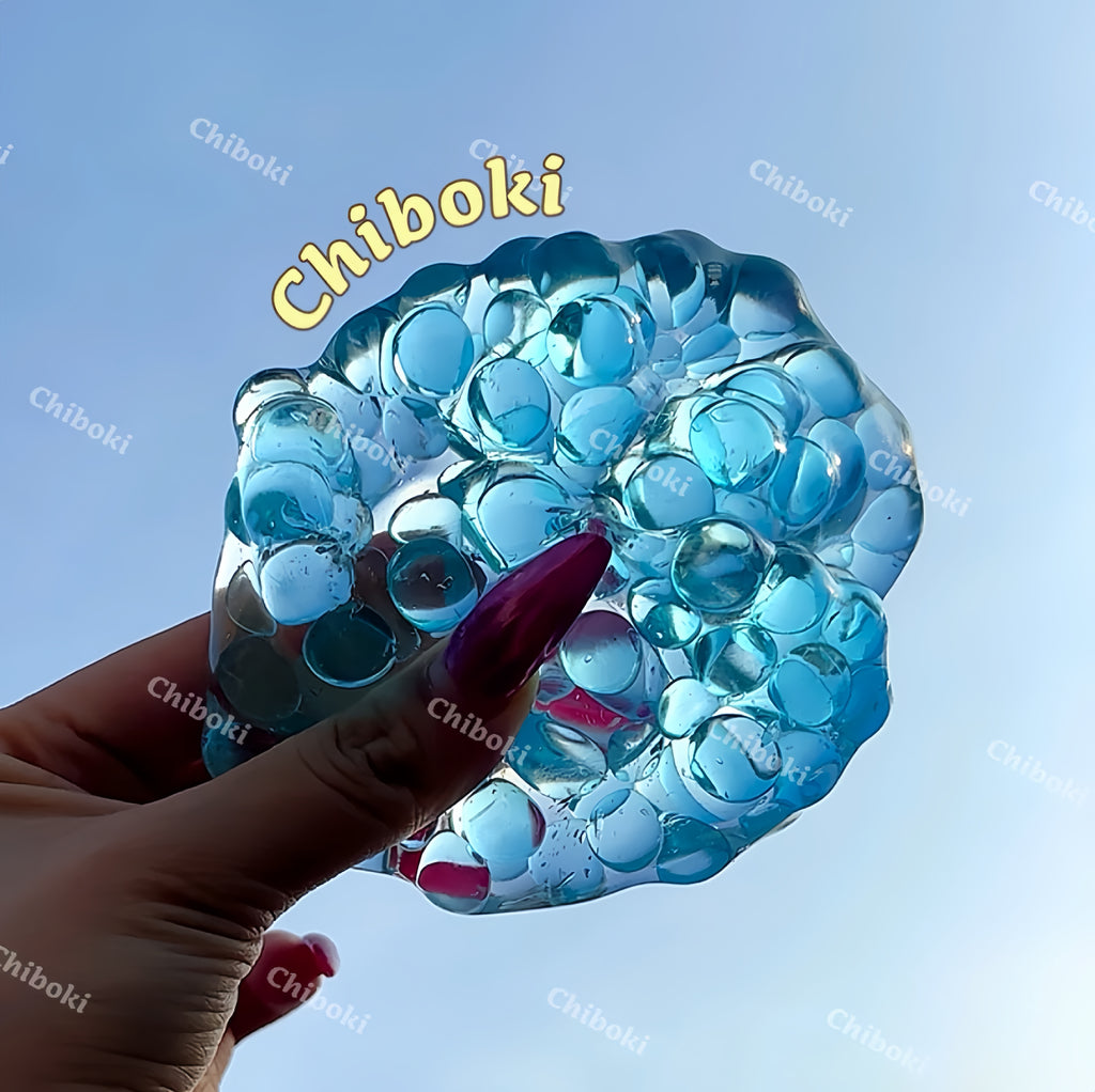 Chiboki Rainbow Candy Pop Beads — Thin-Skin Grainy Petroleum Jelly Handcrafted Moldable Stress-Relief Fidget Ball (Non-Spring-Back)