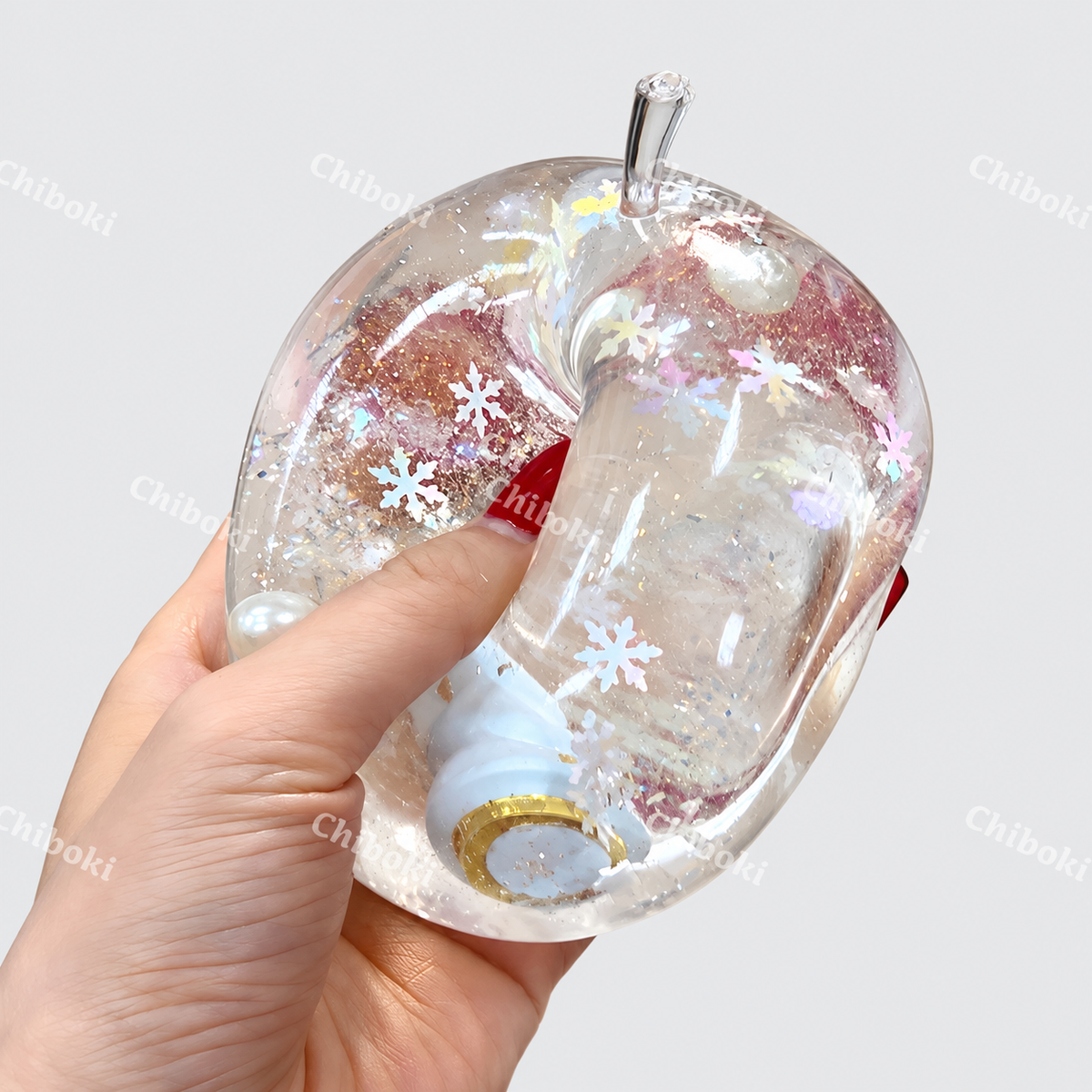 Chiboki Christmas Snowflake Apple Squishy – Moldable Non-Rebound Stress Ball, Christmas & Holiday Gift, Desk Decor