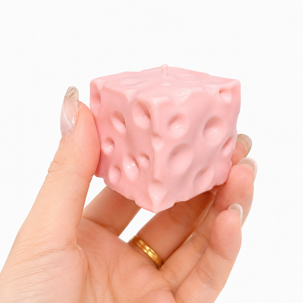 Squishy Faseline Cheese Block - 5cm/1.97in Yellow/Pink Mini Moldable Fidget Toy with Squeeze Feature