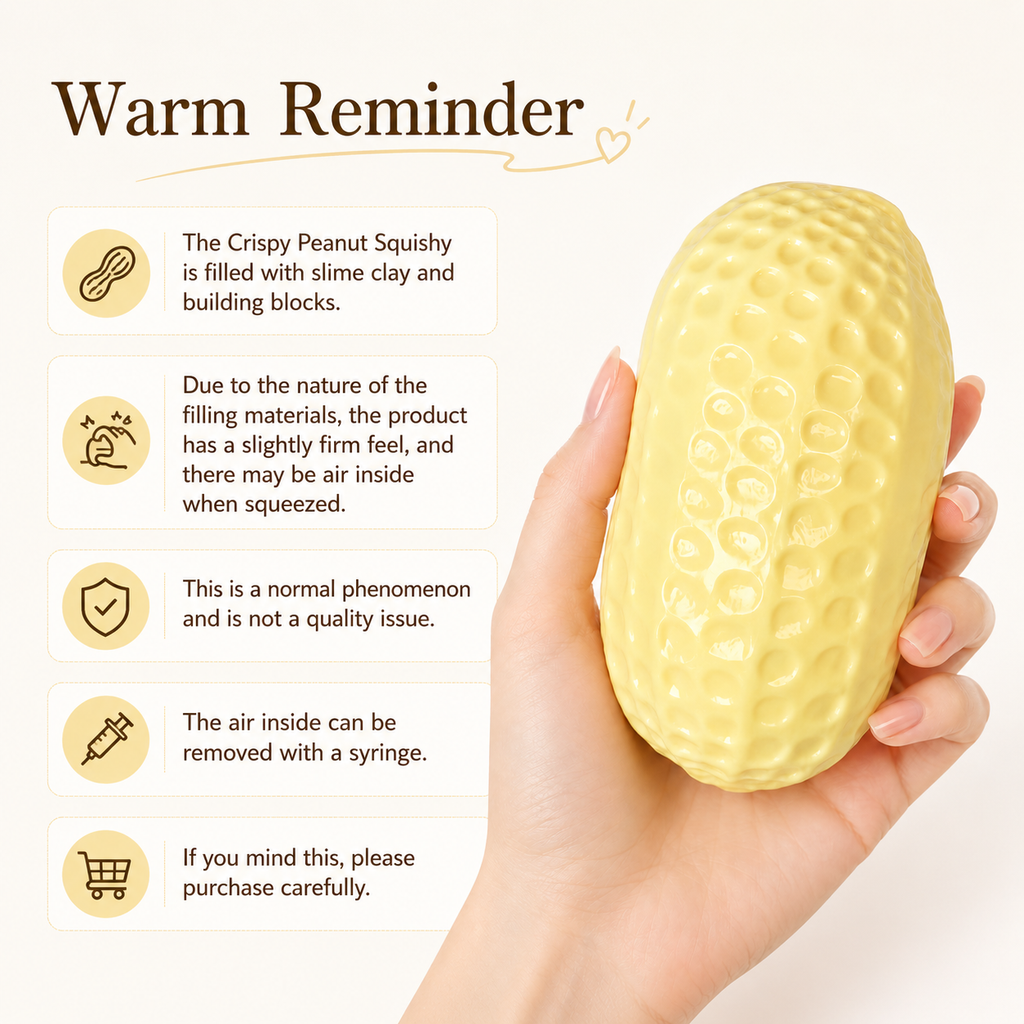 Giant Crunchy Peanut Squishy Crunchy squishy - ASMR Office Stress Relief Desk Decor, Adult Sensory Squeeze Gift, Firm Texture For Medium & Strong Grip
