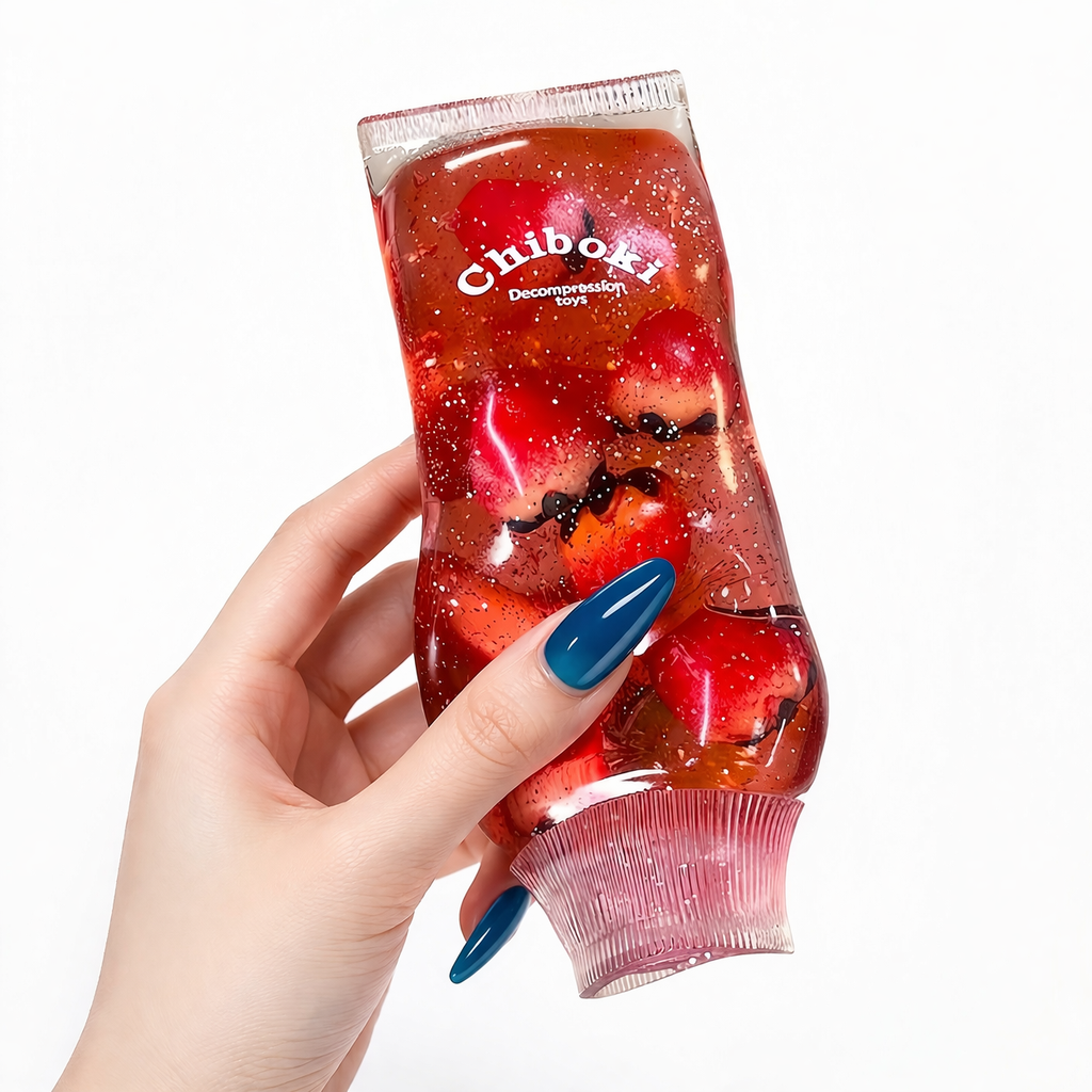 Chiboki Jam Tube Squishy - Strawberry & Blueberry Moldable Non-Rebound Fidget Toy | Soft Gel Stress Ball