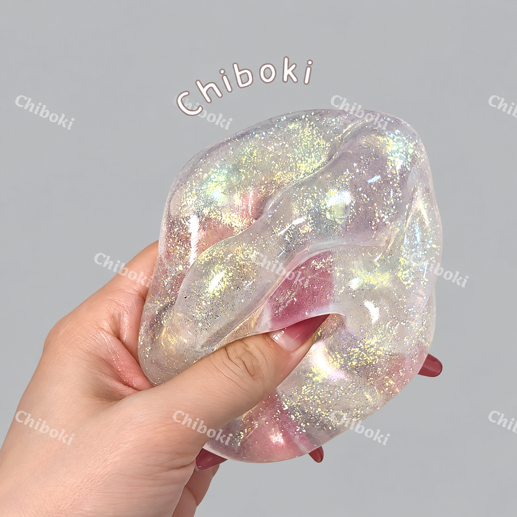 Chiboki Aurora Dream Glitter Squishy Stress Ball – Ultra-Soft Moldable Fidget Toy- Moldable and no rebound