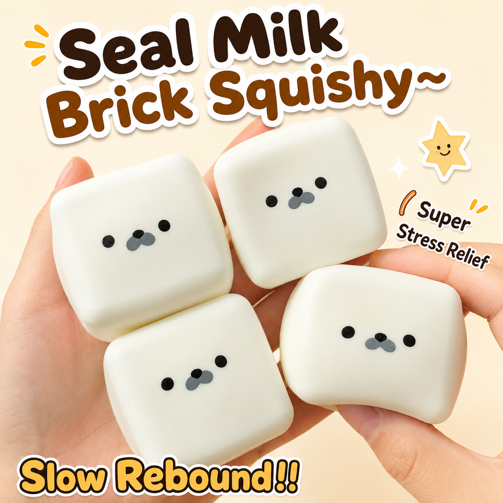 Cute Seal Milk Design Squishy Toy - 6cm/2.36in Compact, Squeezable Slow Rebound Stress Ball, Sealed with Glue, Office Gift, Festive Party Decoration Supply