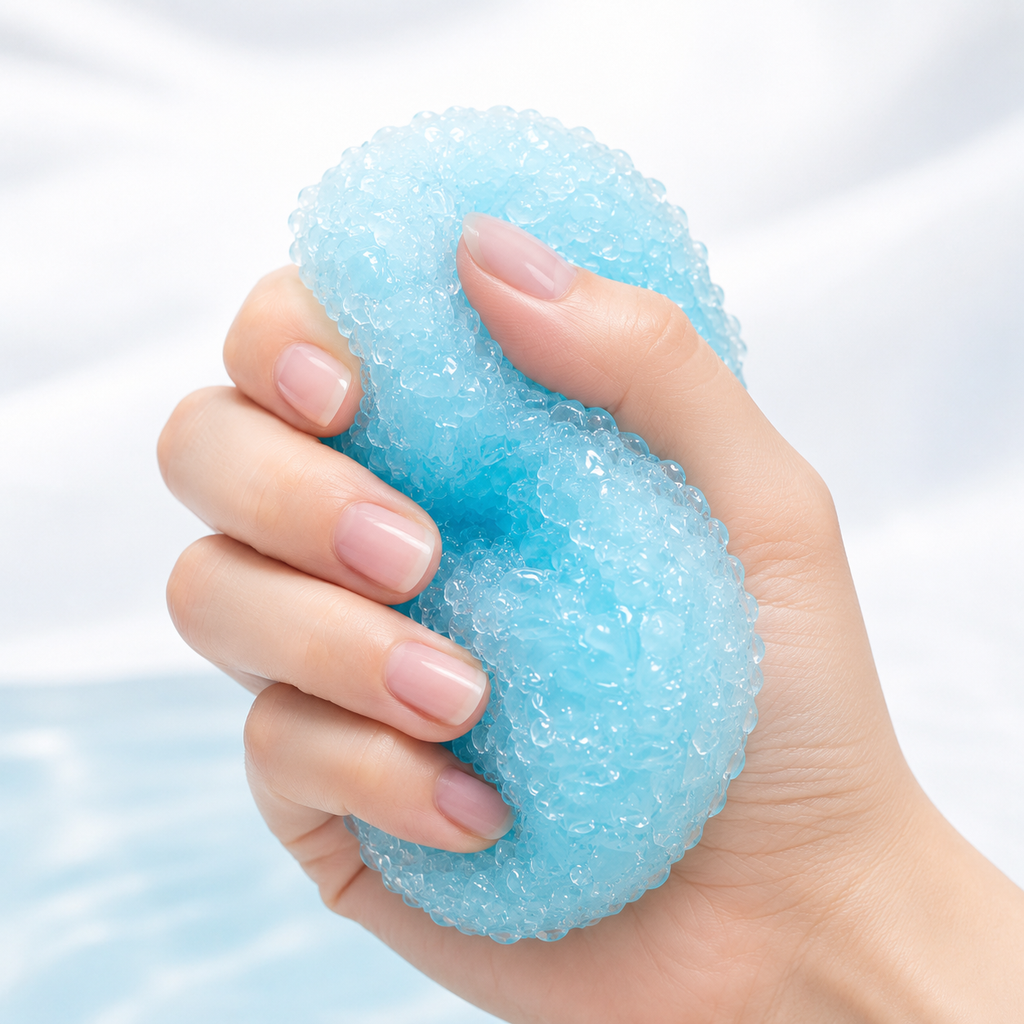 Chiboki Squishy, Sea Salt Slush Crunchy Ball Squeeze - Petroleum Jelly Filled Moldable Non-Rebound ASMR Crunch Stress Relief, Mini Handheld Office Desk Decor & Adult Gift