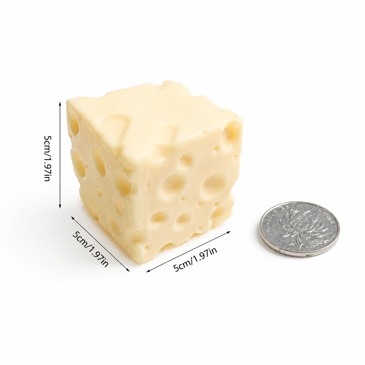 Squishy Faseline Cheese Block - 5cm/1.97in Yellow/Pink Mini Moldable Fidget Toy with Squeeze Feature