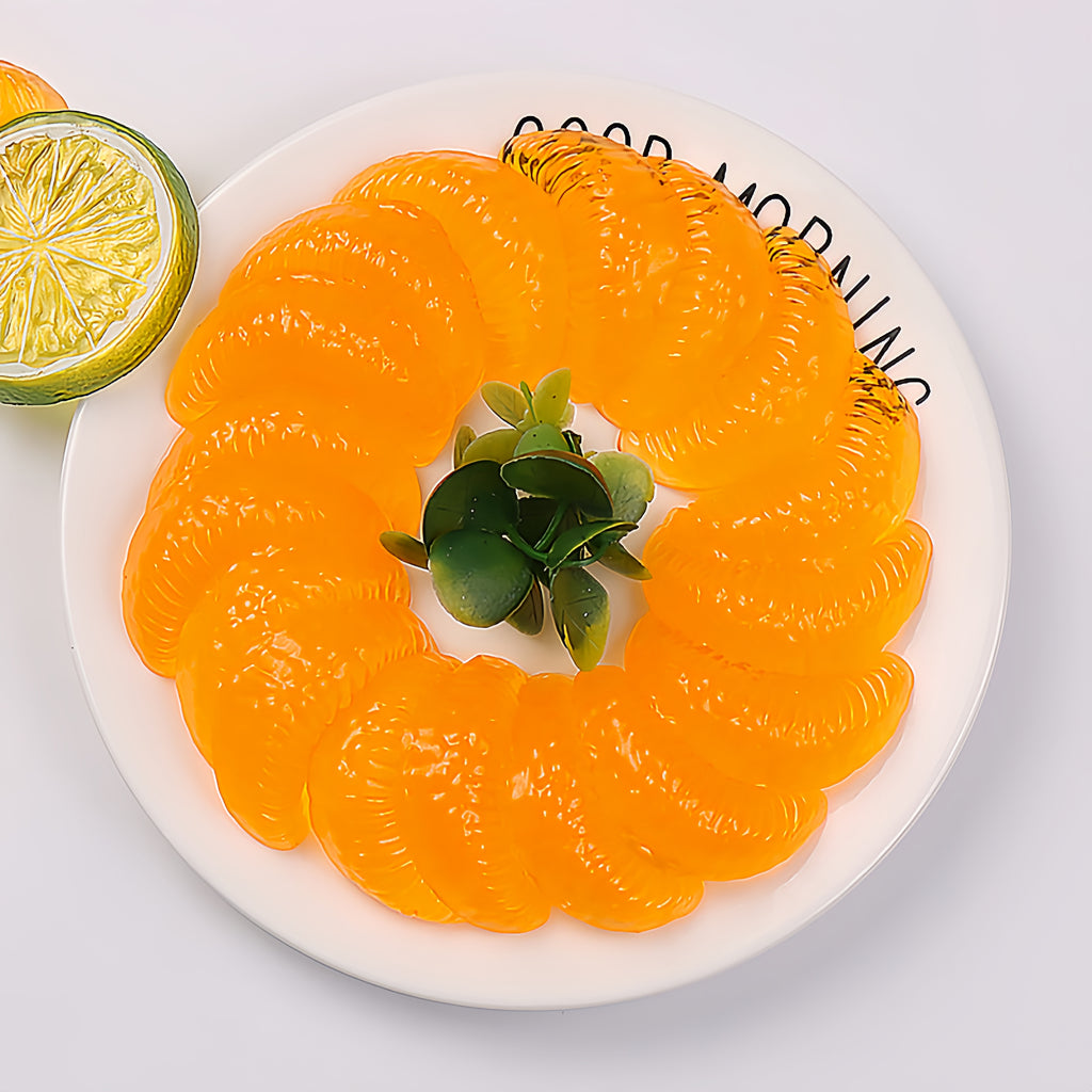 10 Pcs Realistic Orange Segment Squishy - Maltose Filled TPR Fidget Toy | Cute Fruit Stress Ball