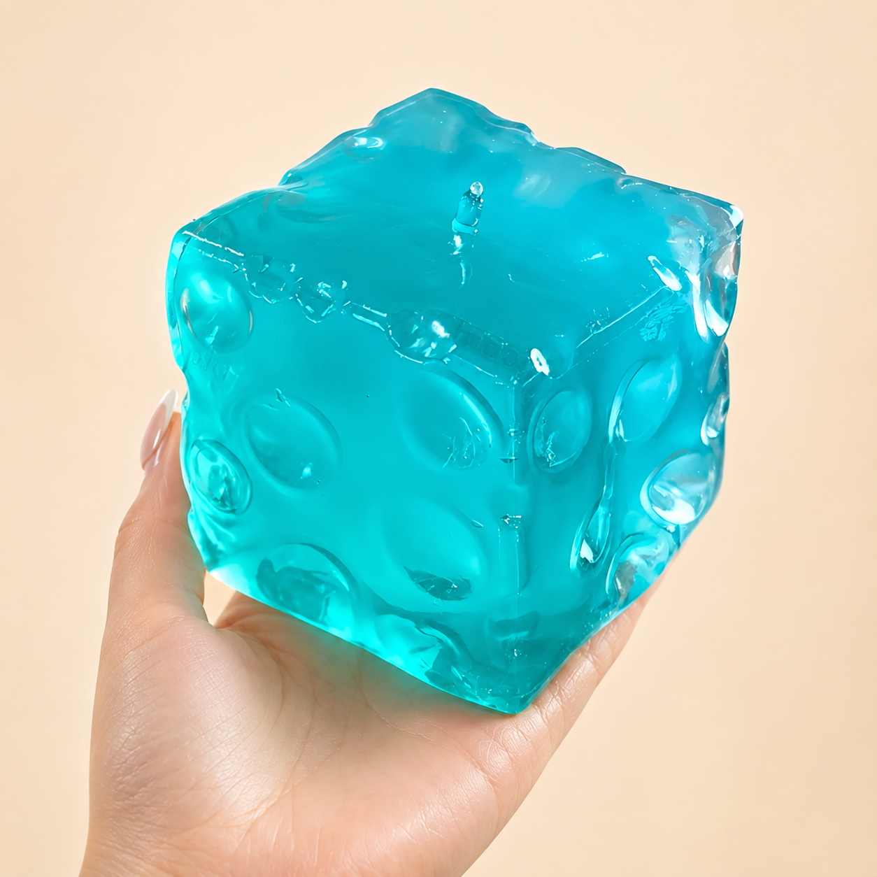 Chiboki Cheese squishy, Giant Ice Cube Cheese Squeeze - Petroleum Jelly Filled Moldable Non-Rebound Stress Relief, Large Full-Size Desk Ornament & Adult Gift