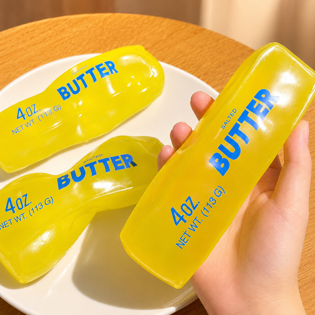 Butter Stick Squishy, Large Petroleum Jelly Filled Butter Stick Squeeze - Ultra Soft Moldable Non-Rebound Stress Relief, Office Desk Decor & Party Gifts