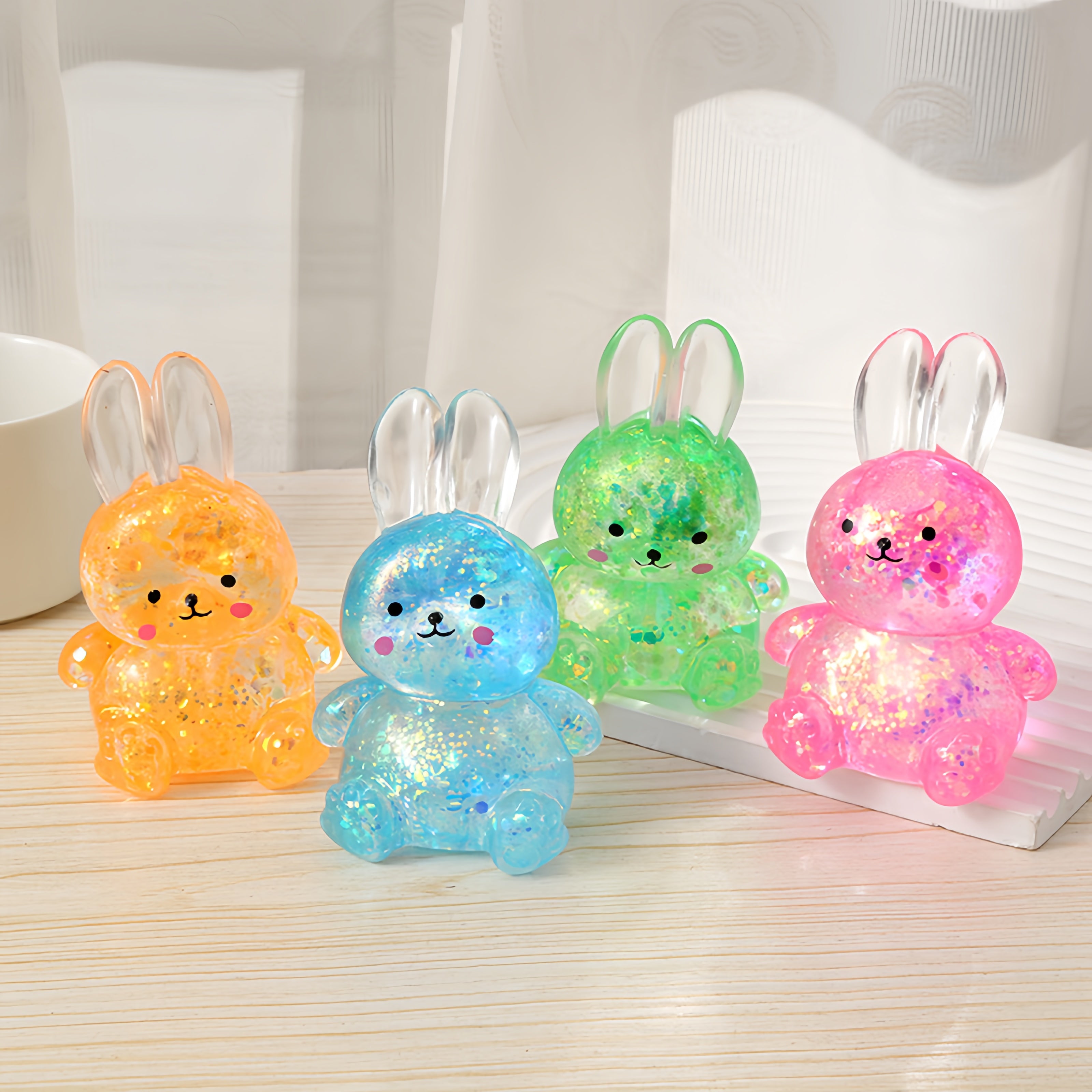 Easter Glitter Bunny Squishy - 10cm Slow Rebound Maltose Fidget Toy | Cute Kawaii Stress Ball