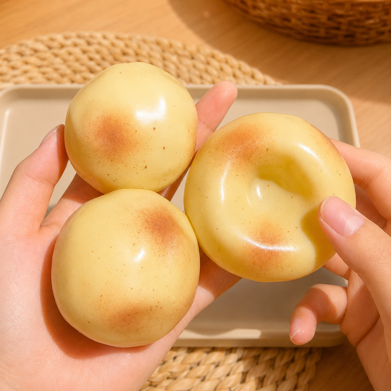 Potato Squishy,Mashed Potato Squishy, Petroleum Jelly Filled Potato Squeeze - Ultra Soft Moldable Non-Rebound Stress Relief, Ideal Office Desk Decor &Party Gifts