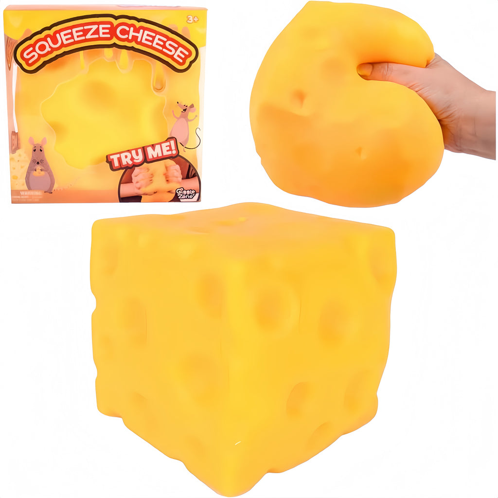 Jumbo Cheese Squishy - 10cm Slow Rebound Fidget Toy | Soft EVA Flour-Filled Stress Ball Funny Squishy Cheese Block – Yellow Moldable Sensory Fidget Toy with Squeeze Feature, Cute Creative Valentine’s Day Gift for Friends